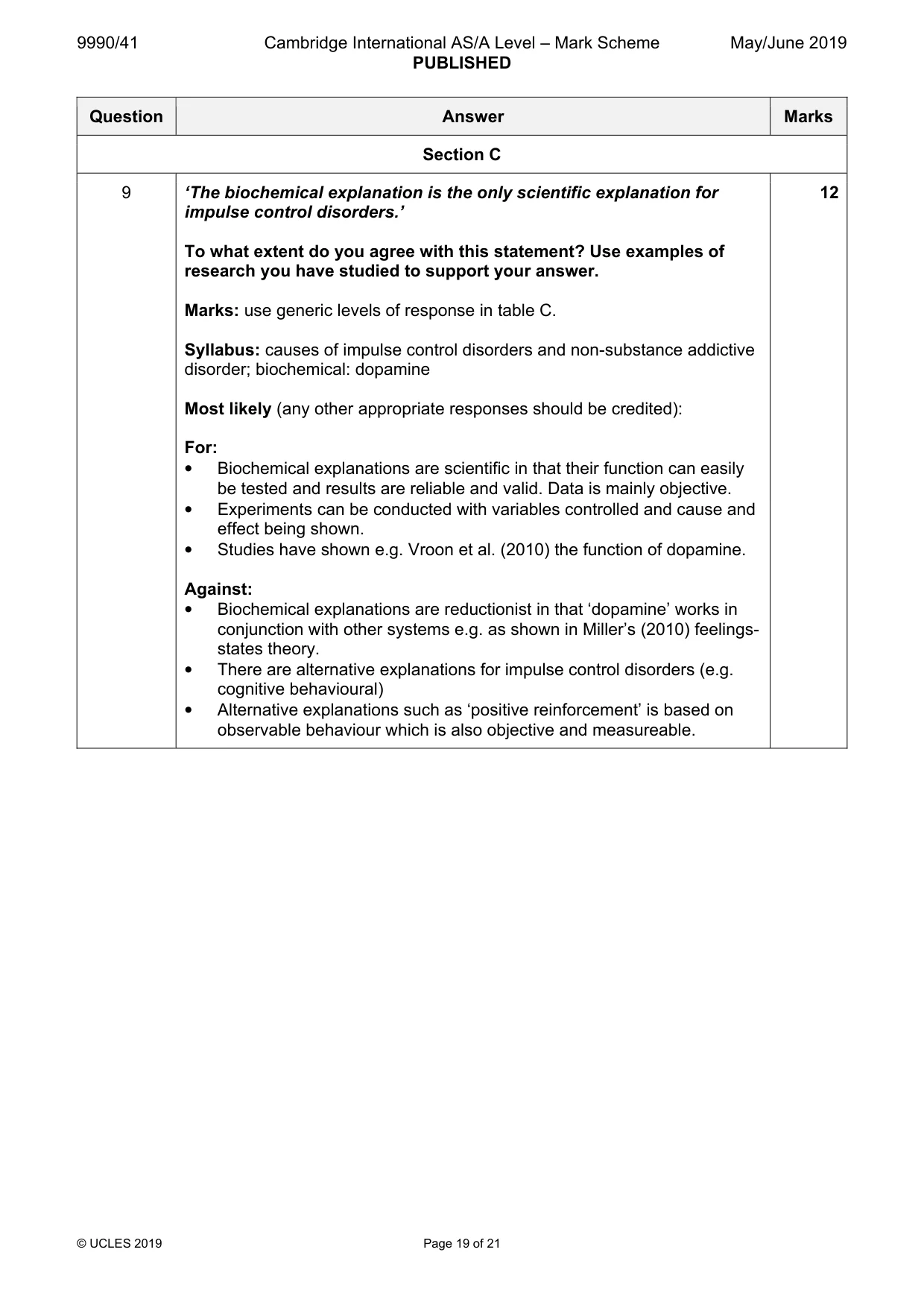 Mark scheme, page 19 of 21