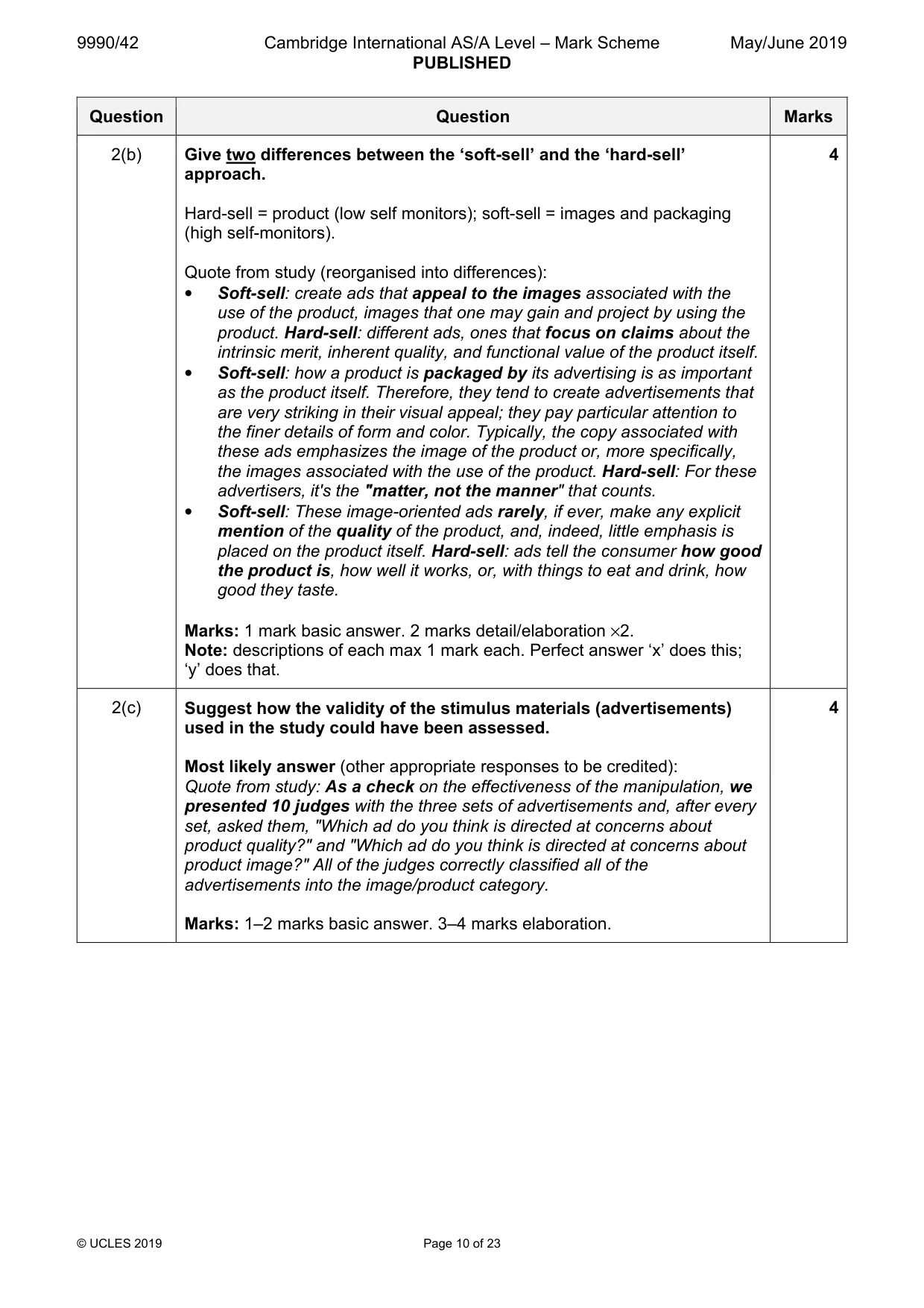 Mark scheme, page 10 of 23