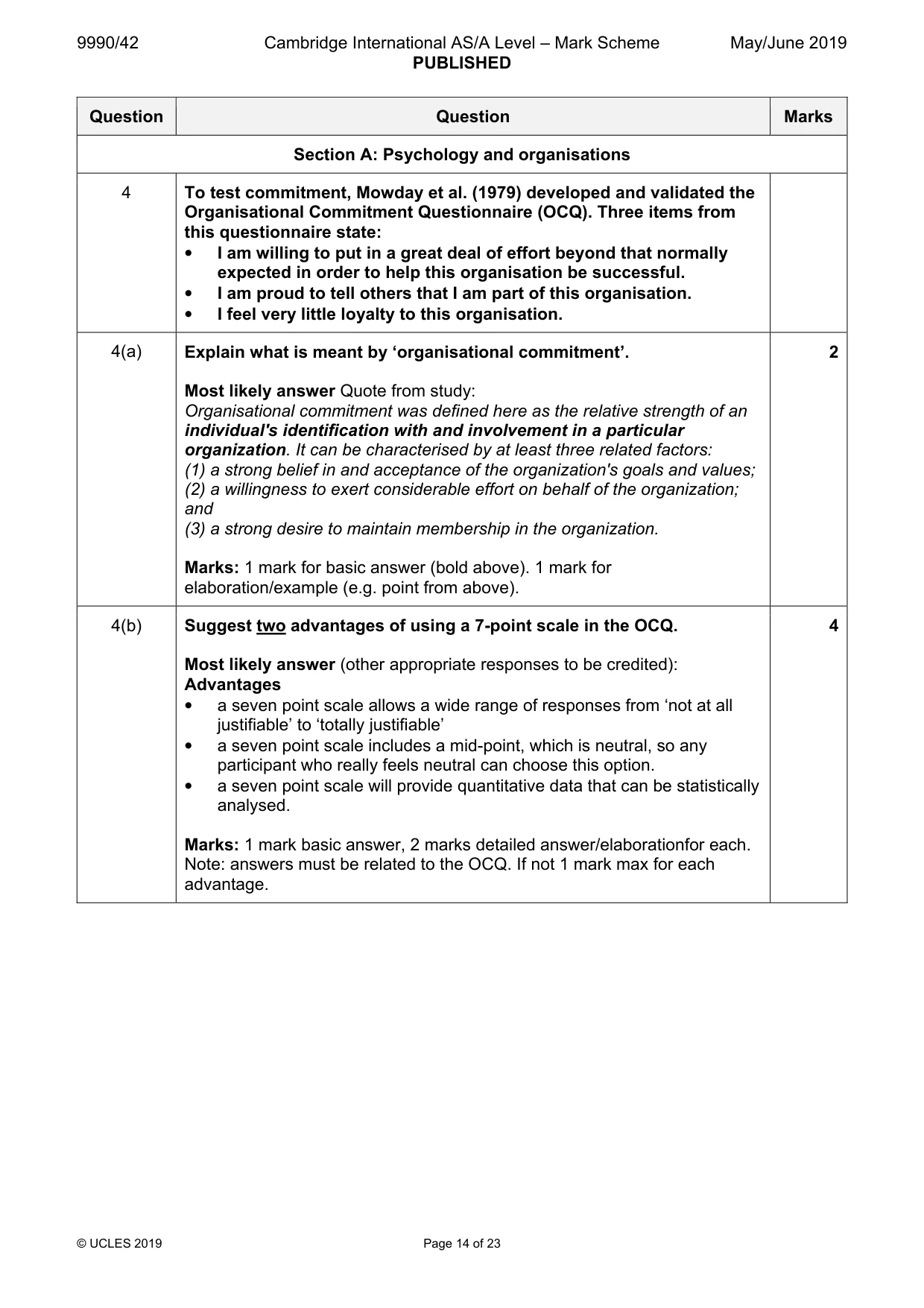 Mark scheme, page 14 of 23