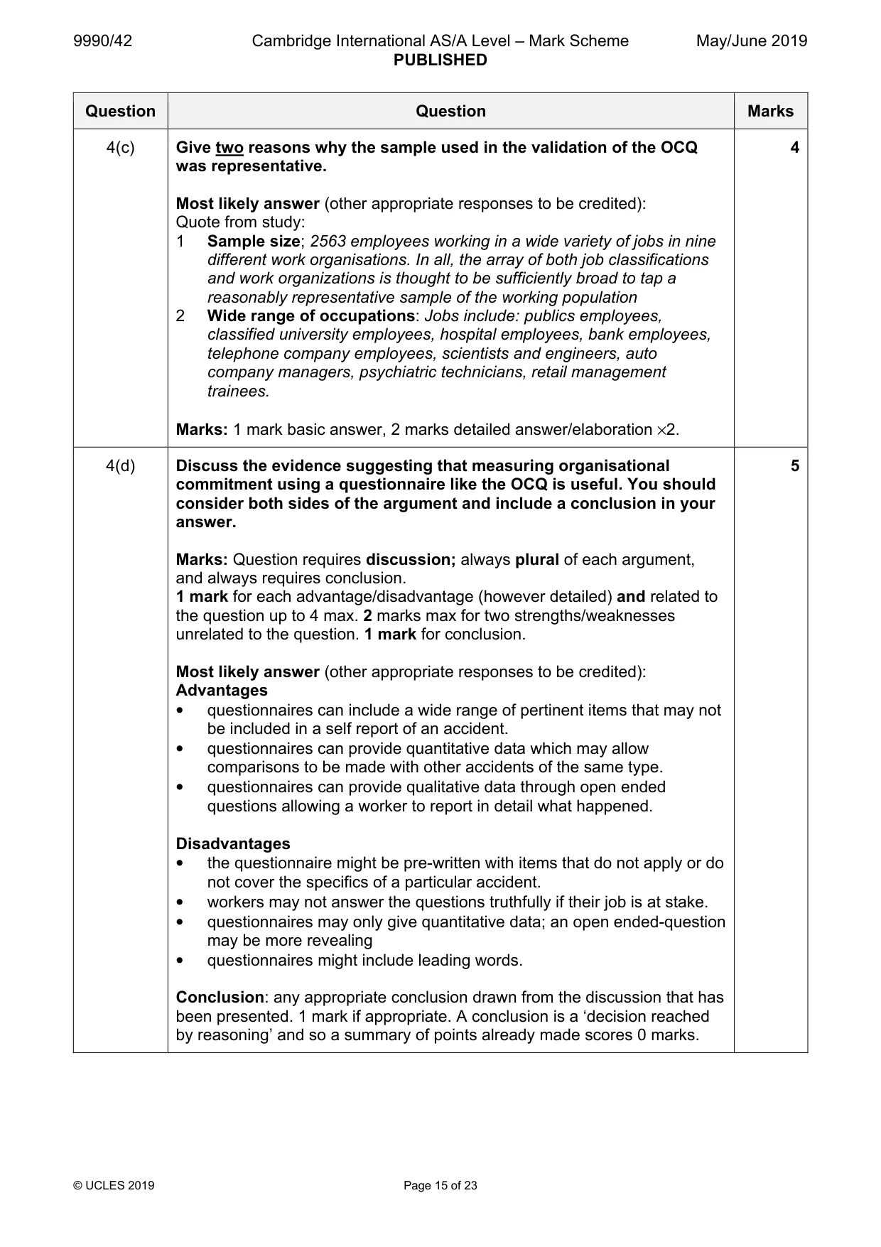 Mark scheme, page 15 of 23