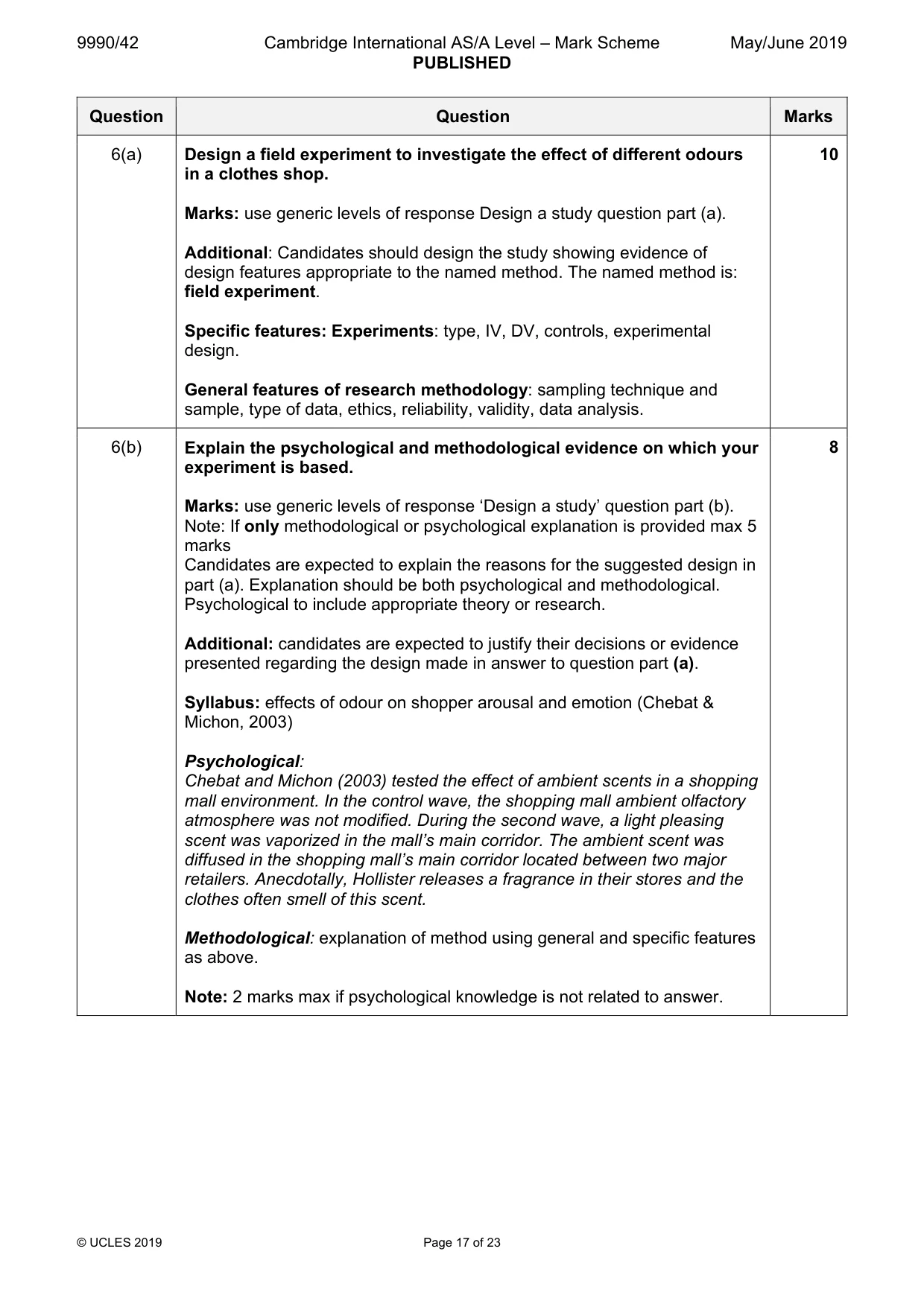 Mark scheme, page 17 of 23