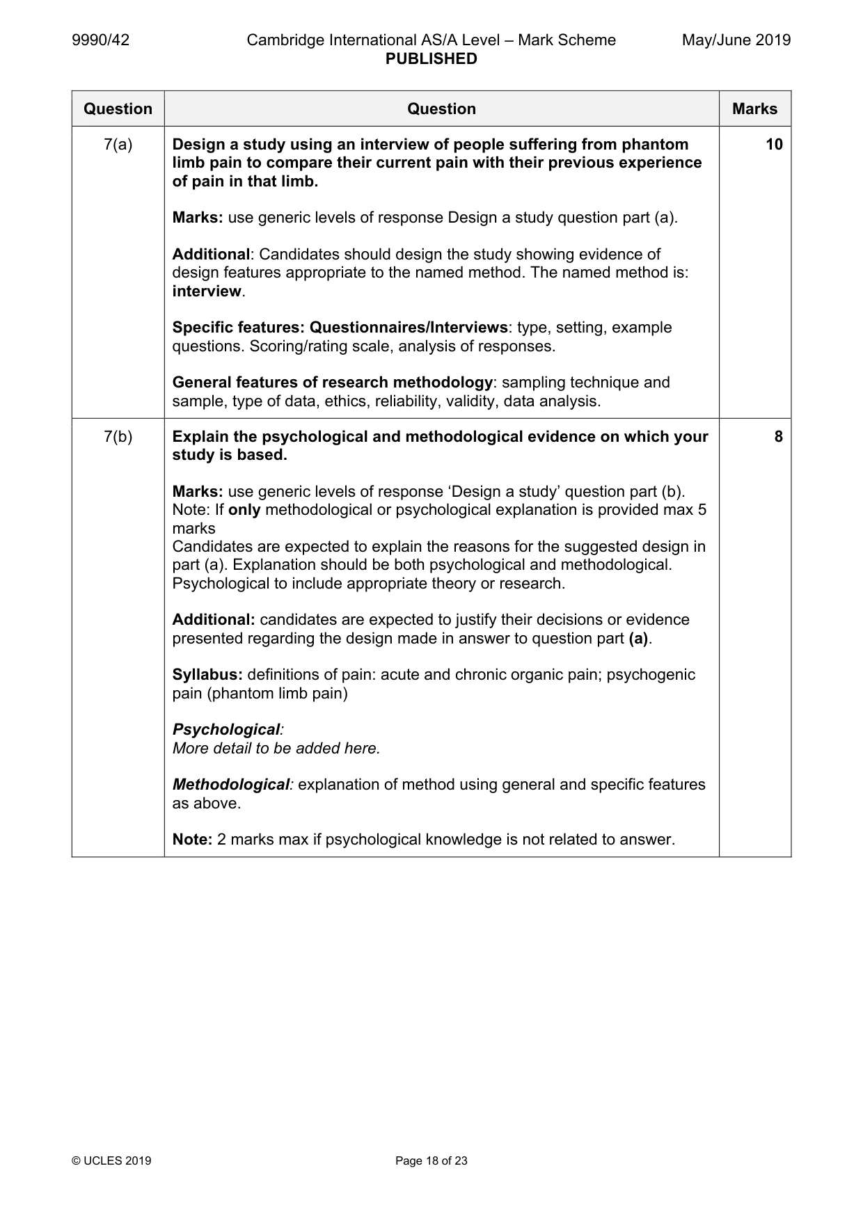 Mark scheme, page 18 of 23