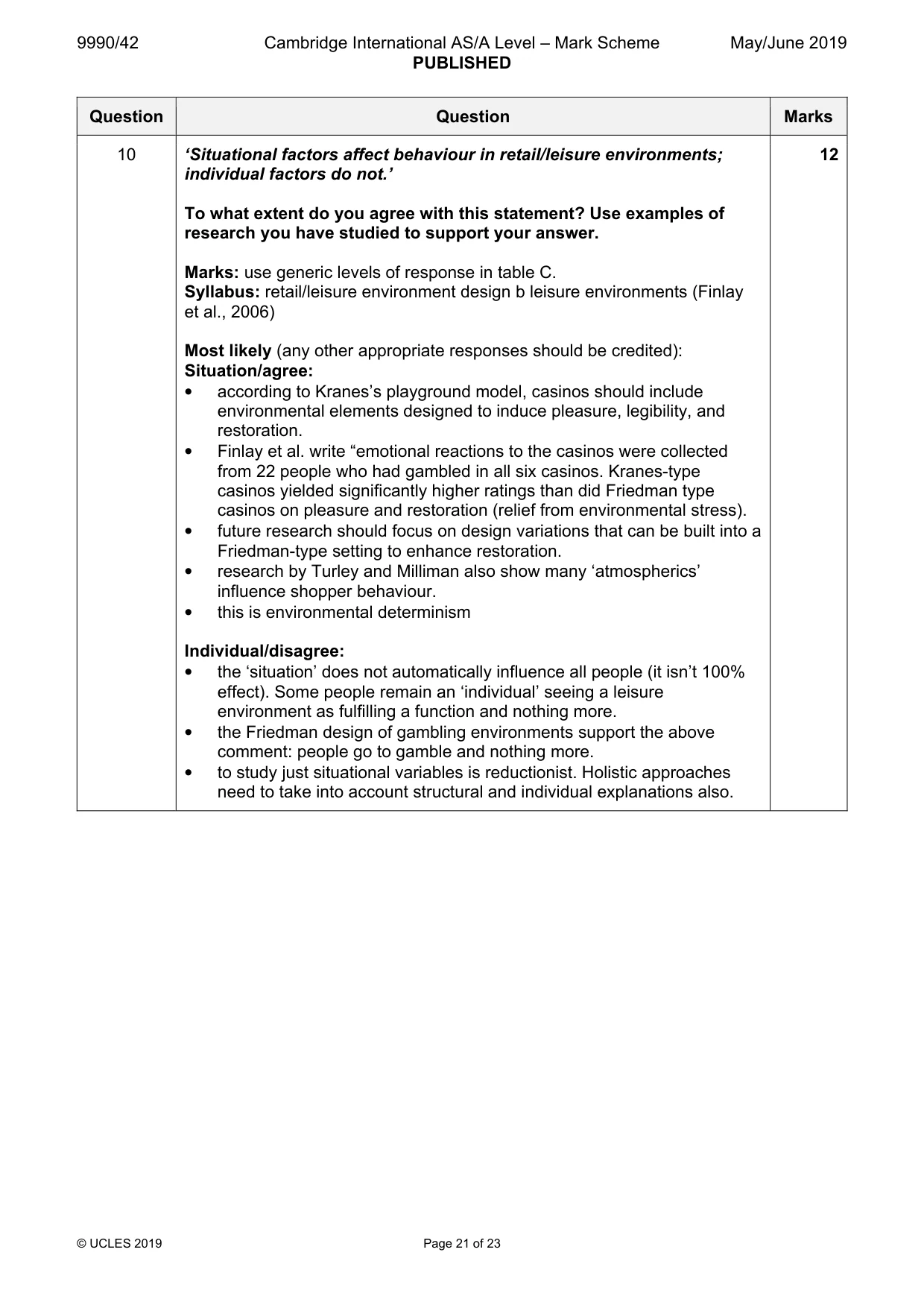 Mark scheme, page 21 of 23
