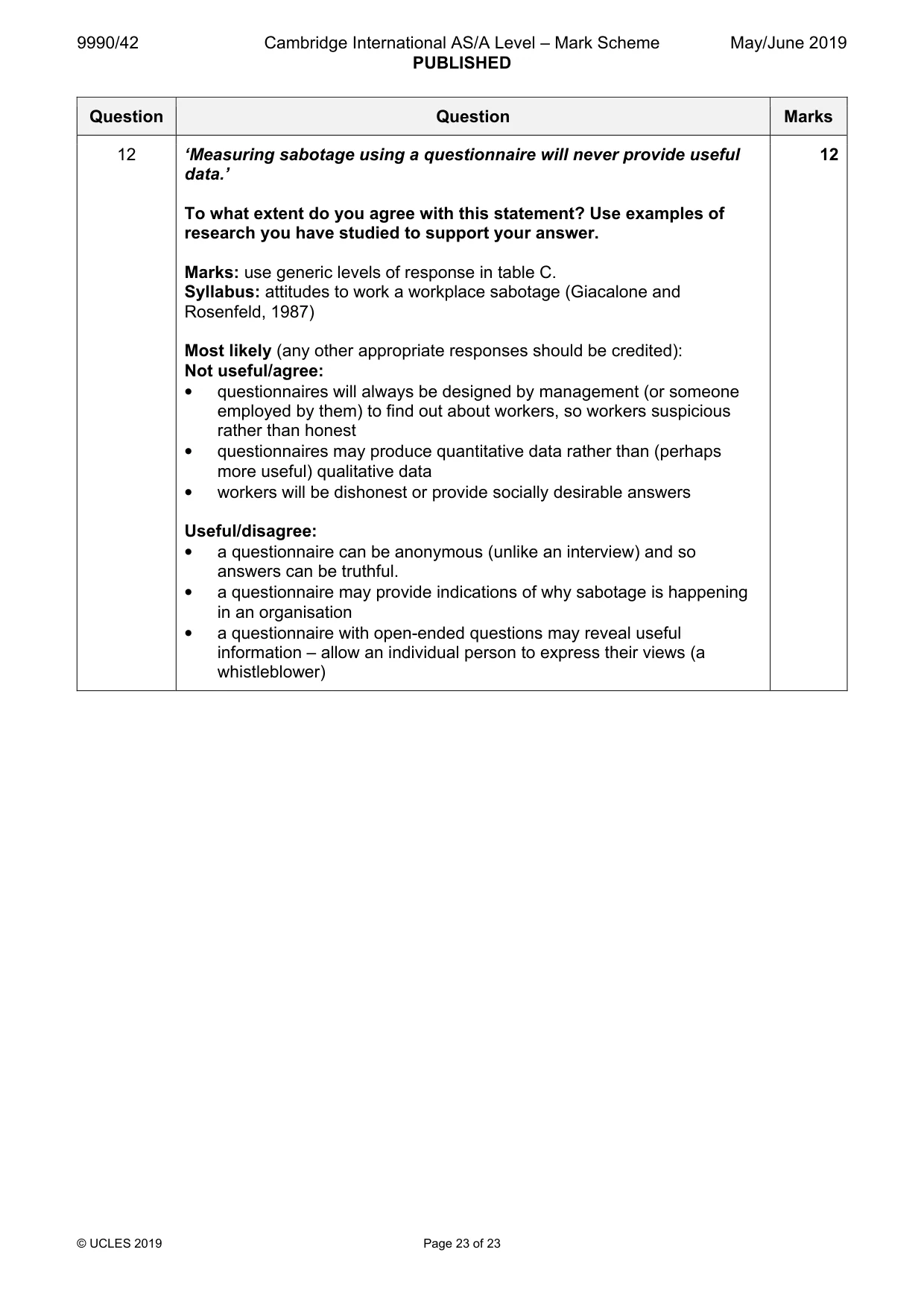 Mark scheme, page 23 of 23