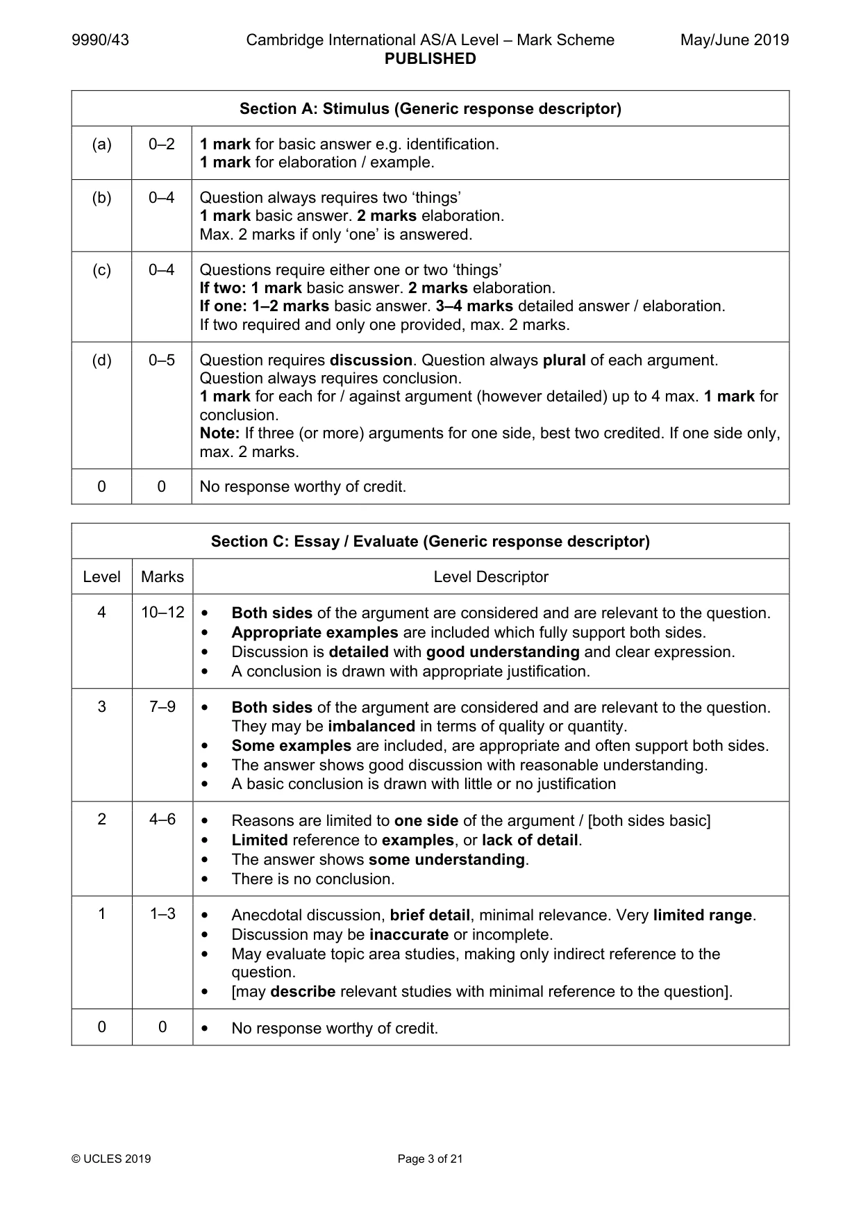 Mark scheme, page 3 of 21