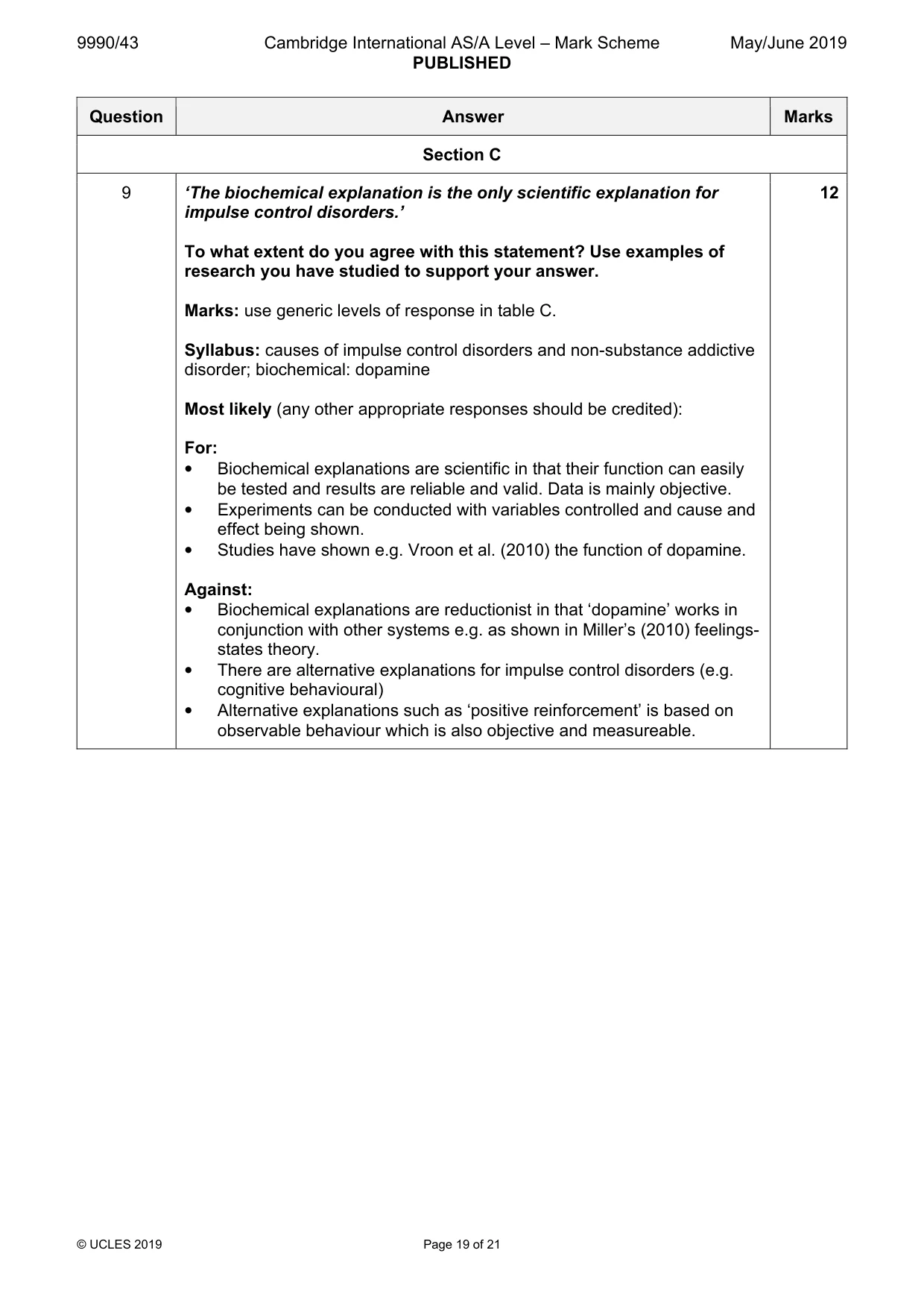 Mark scheme, page 19 of 21