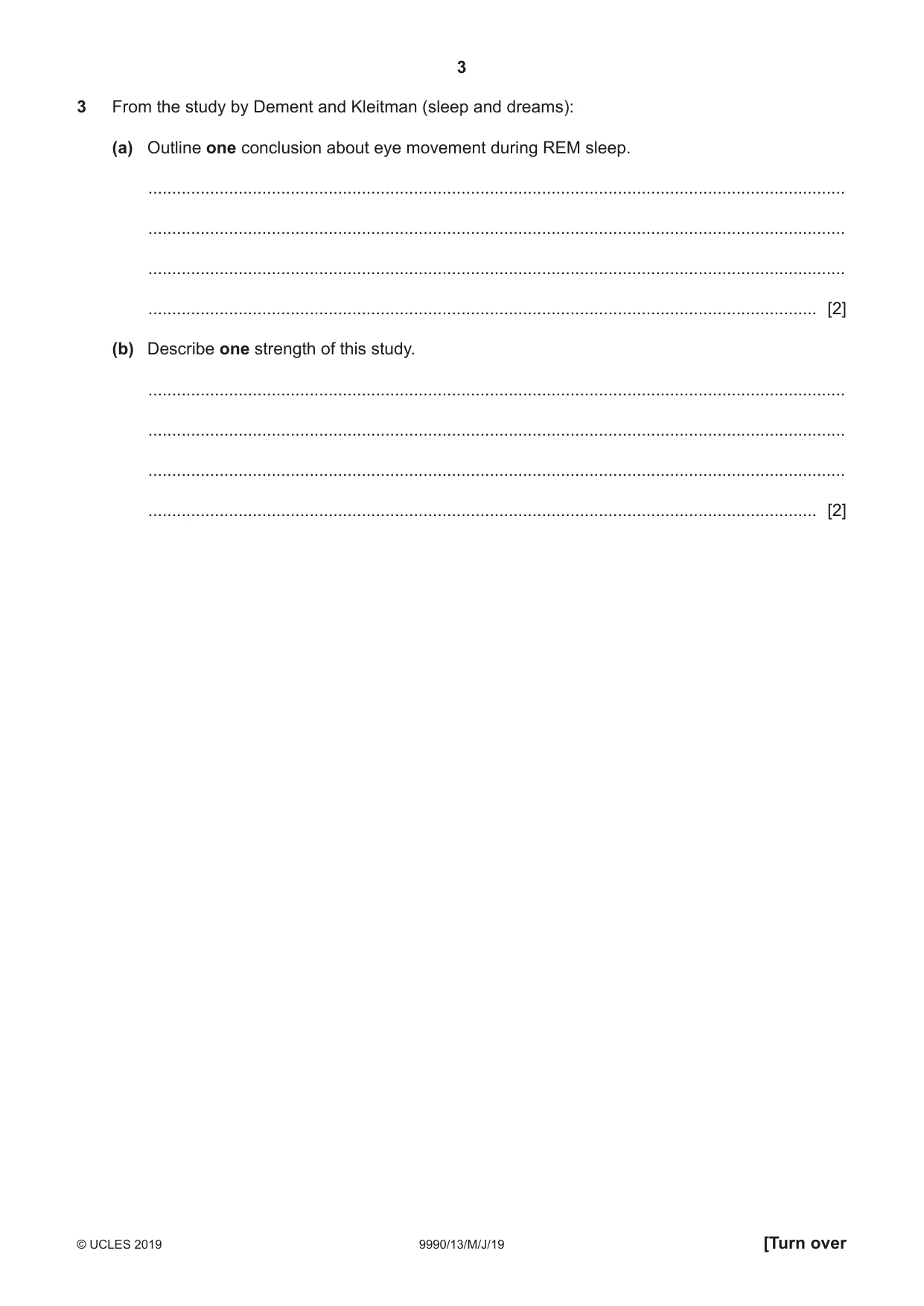 Cambridge A Level Psychology (from 2018) 9990 2019 May/June Paper 1 · Variant 3 question paper, page 3 of 8