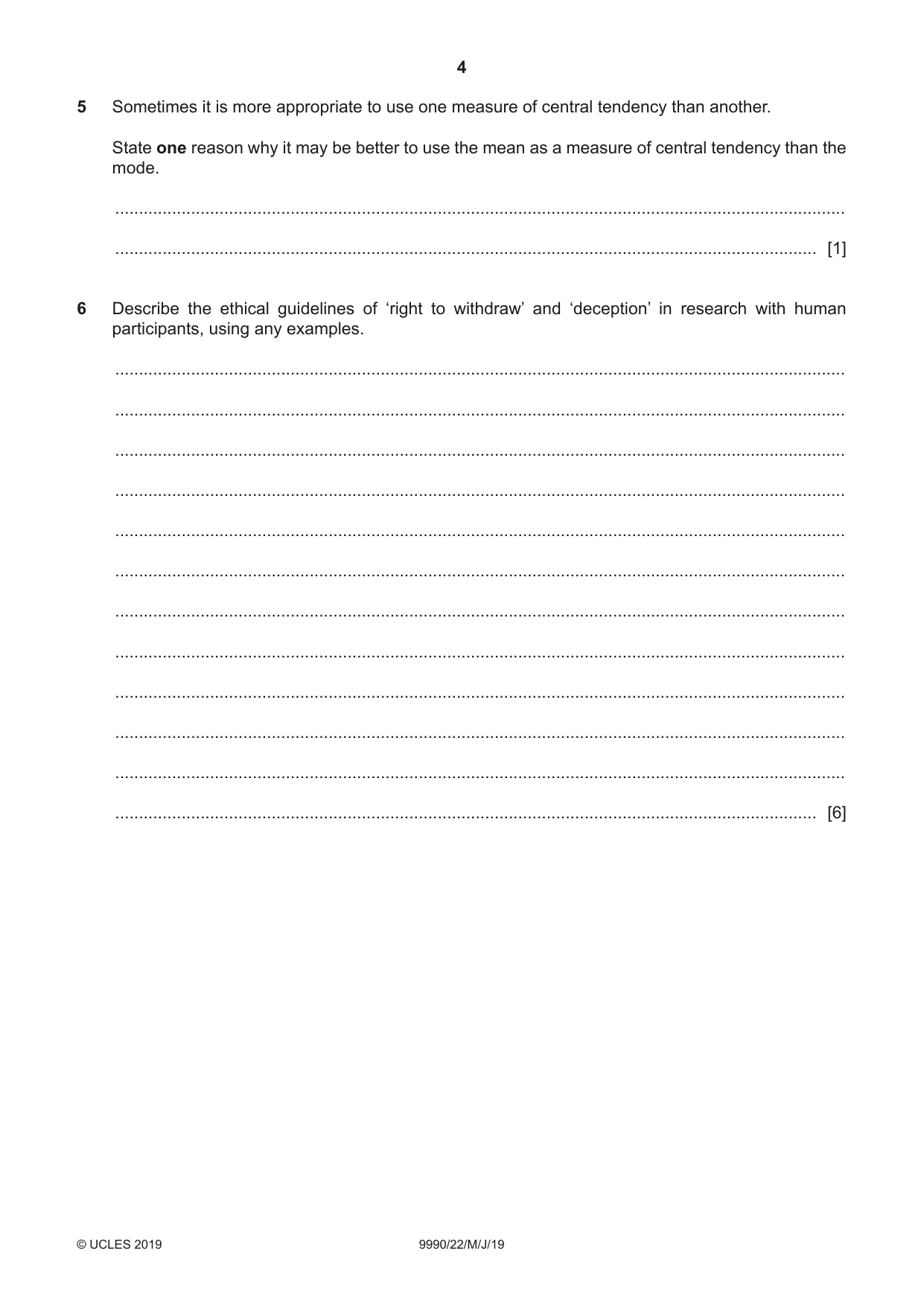 Cambridge A Level Psychology (from 2018) 9990 2019 May/June Paper 2 · Variant 2 question paper, page 4 of 12