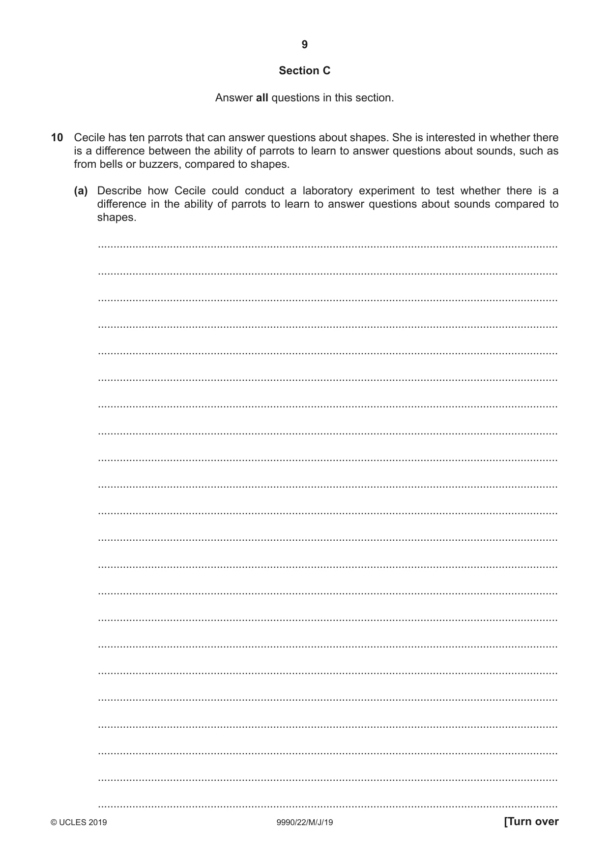Cambridge A Level Psychology (from 2018) 9990 2019 May/June Paper 2 · Variant 2 question paper, page 9 of 12