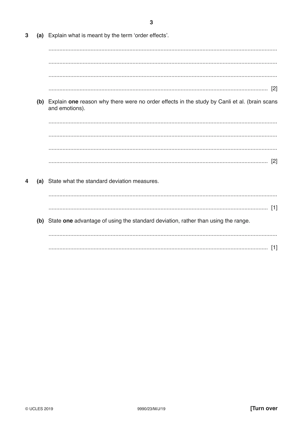 Cambridge A Level Psychology (from 2018) 9990 2019 May/June Paper 2 · Variant 3 question paper, page 3 of 12