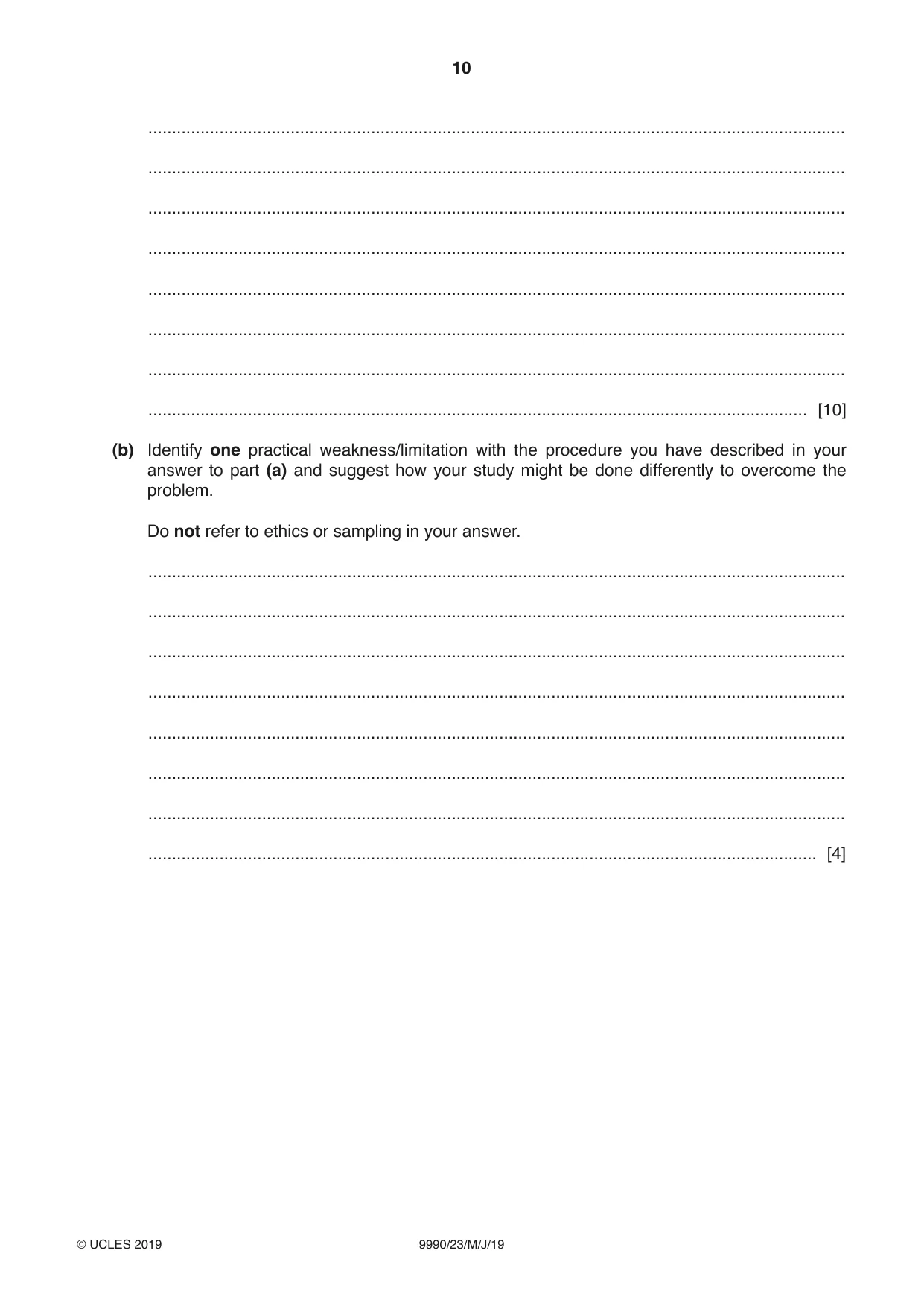 Cambridge A Level Psychology (from 2018) 9990 2019 May/June Paper 2 · Variant 3 question paper, page 10 of 12