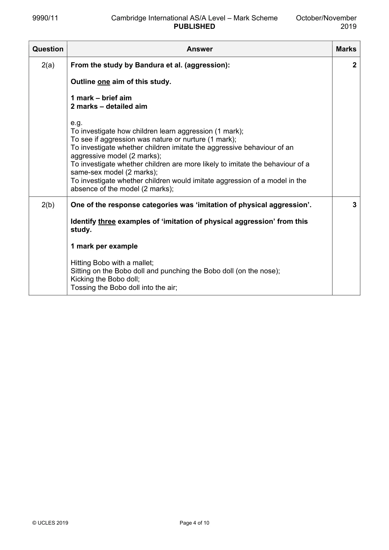 Mark scheme, page 4 of 10