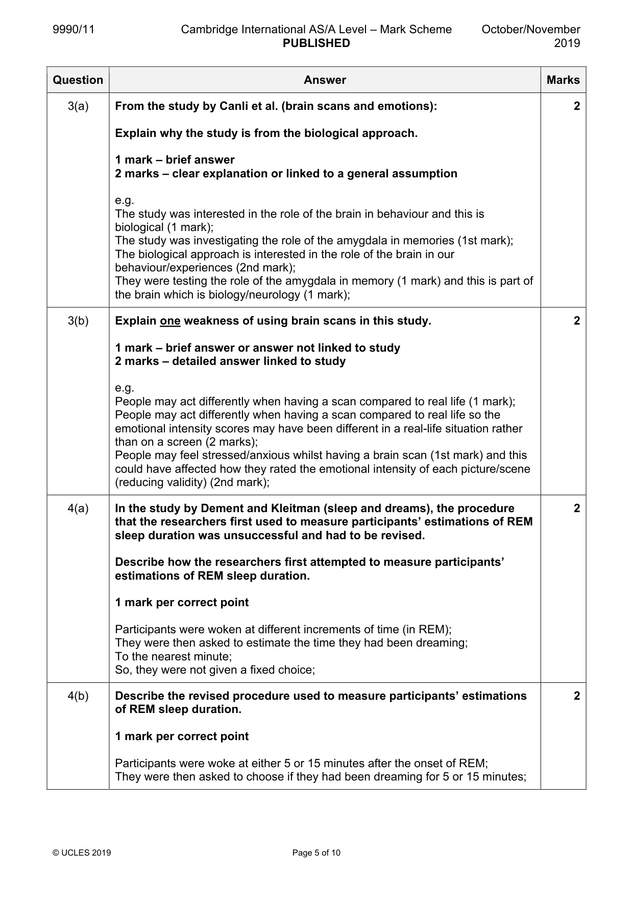 Mark scheme, page 5 of 10