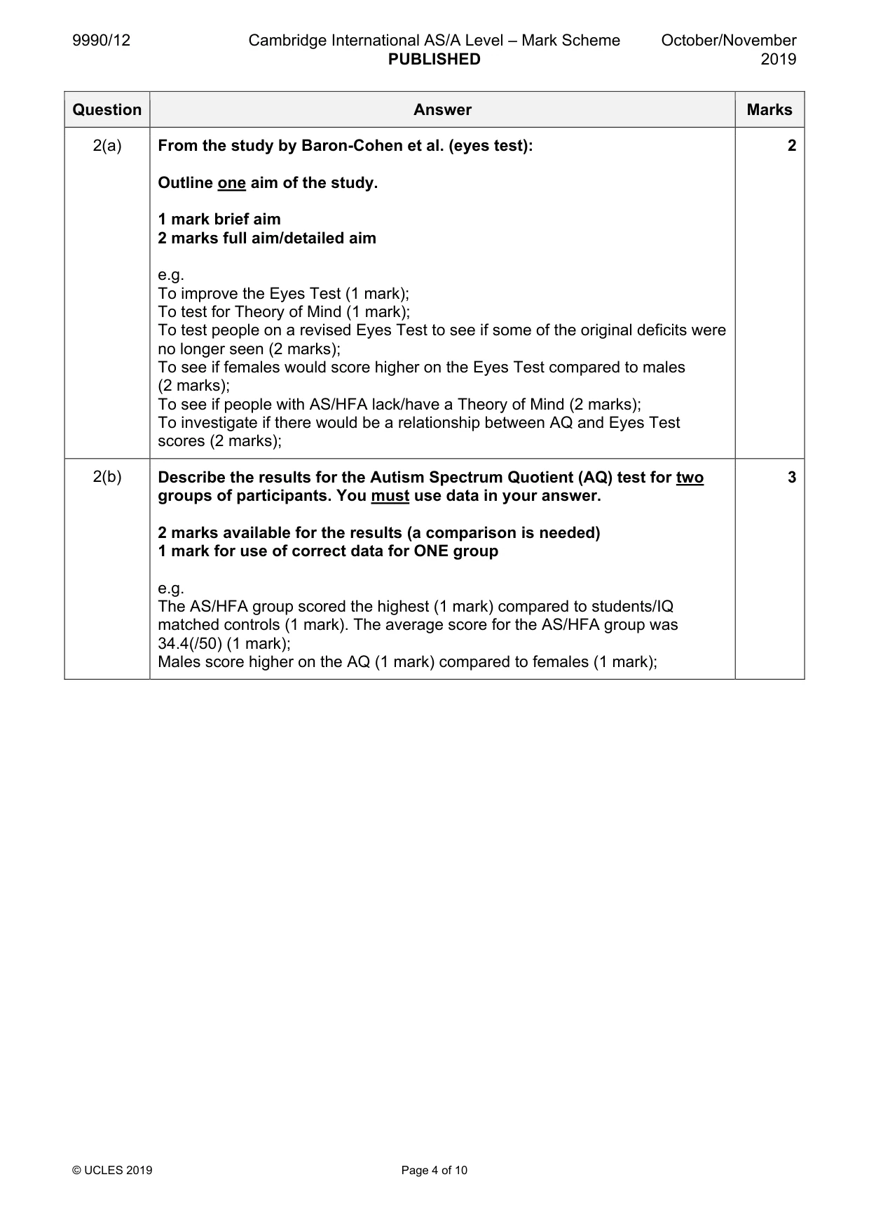 Mark scheme, page 4 of 10