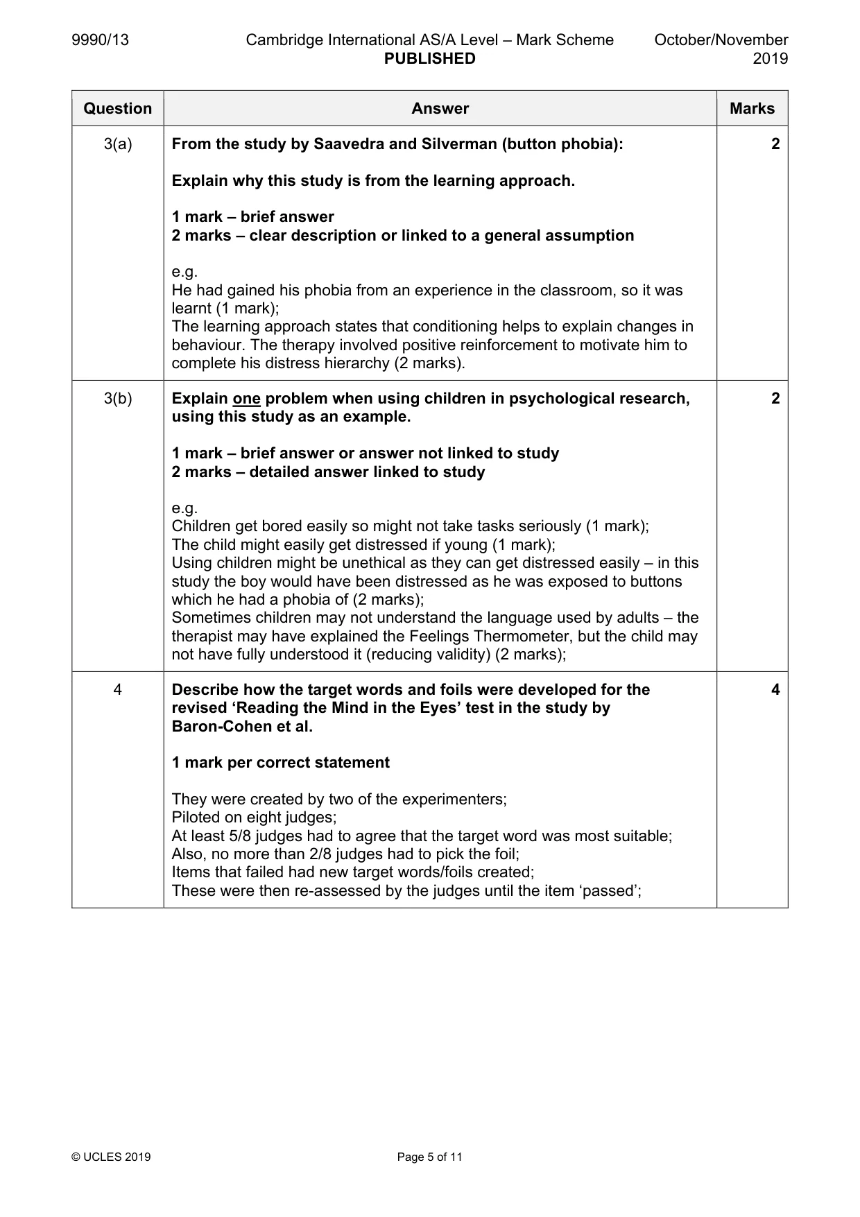 Mark scheme, page 5 of 11