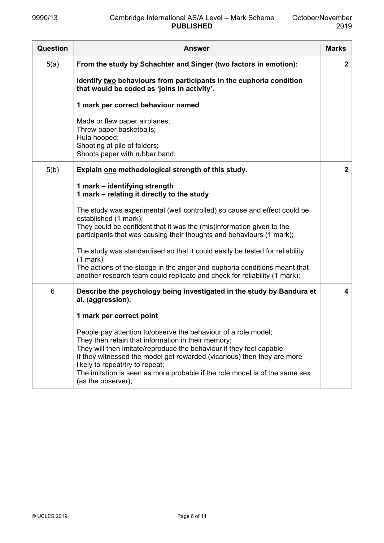 Mark scheme, page 6 of 11