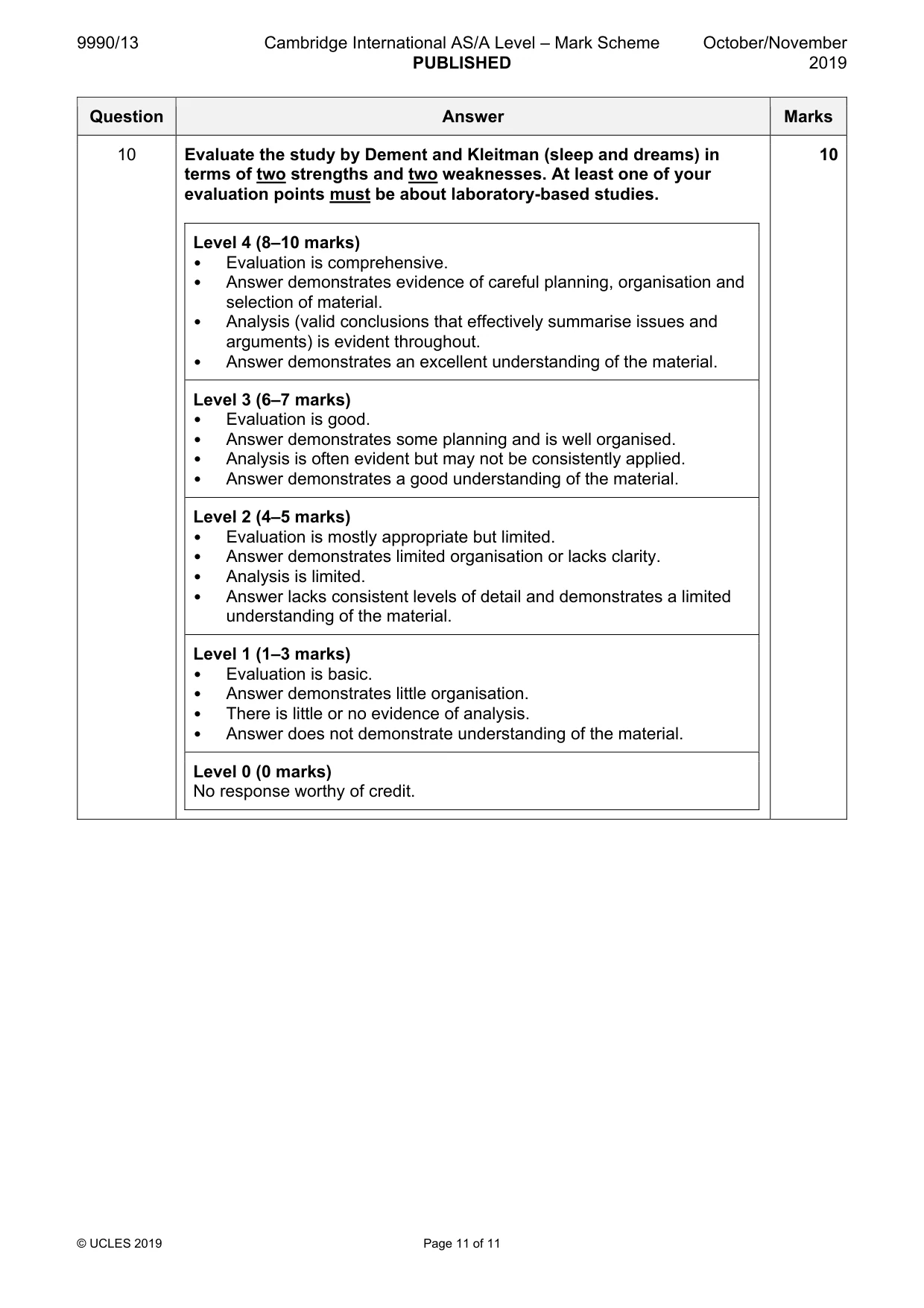 Mark scheme, page 11 of 11