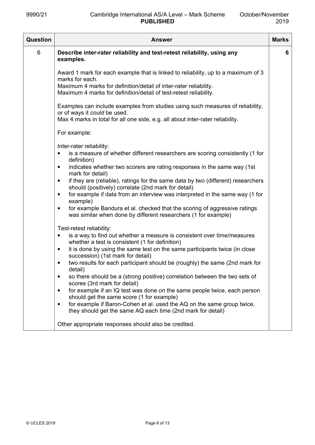 Mark scheme, page 6 of 13