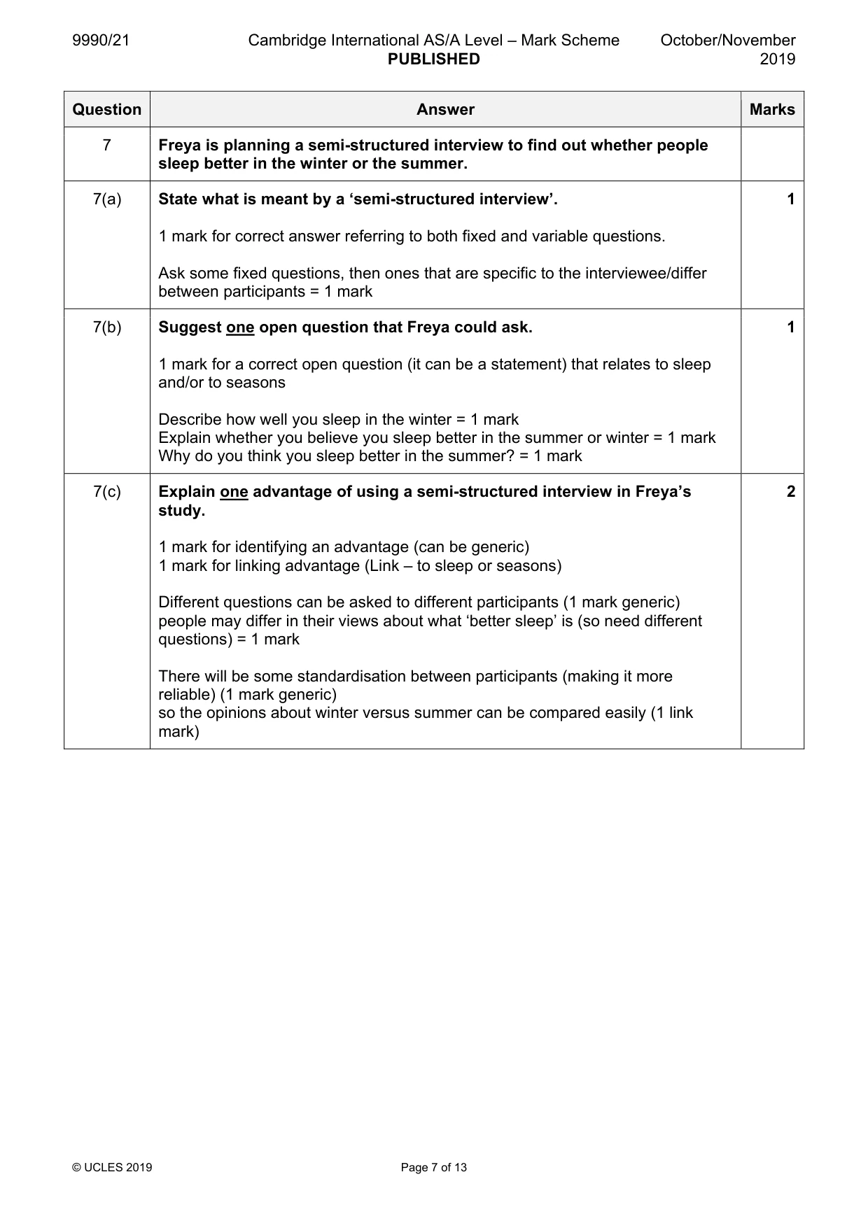 Mark scheme, page 7 of 13