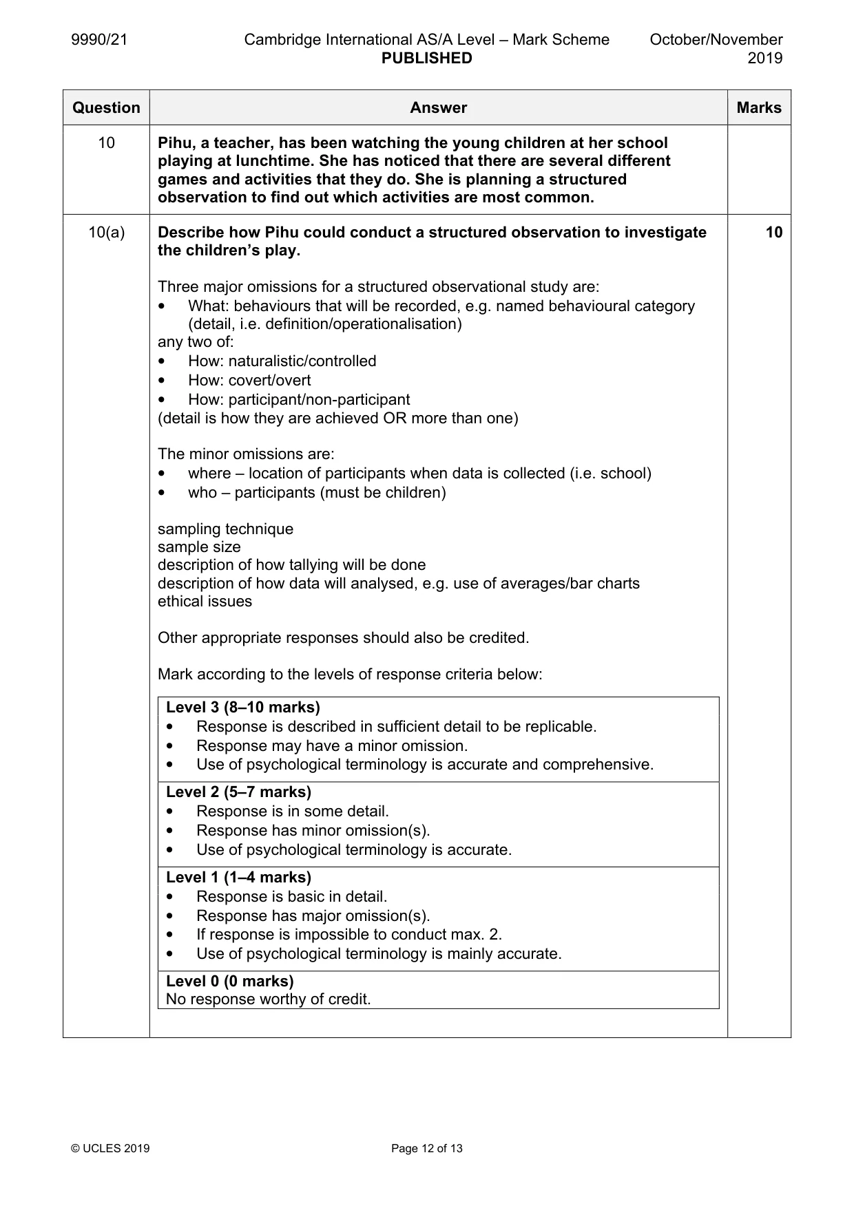 Mark scheme, page 12 of 13