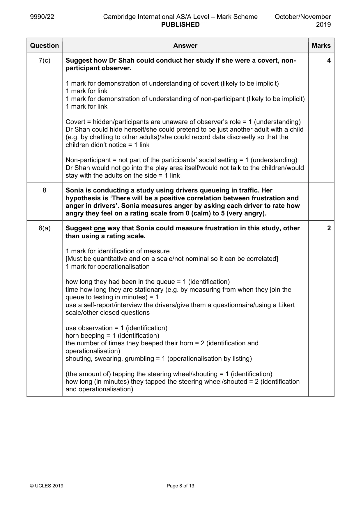 Mark scheme, page 8 of 13