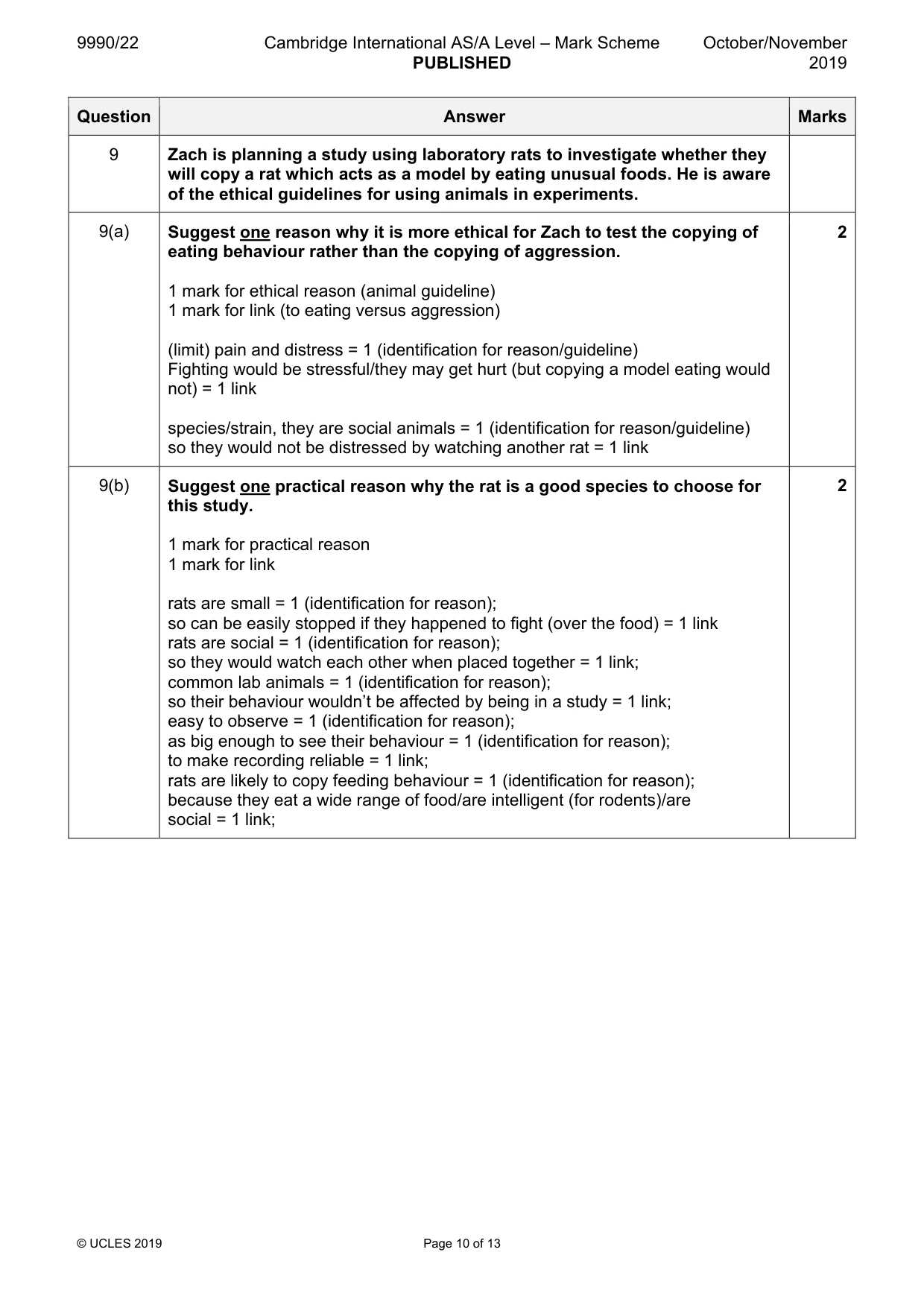 Mark scheme, page 10 of 13