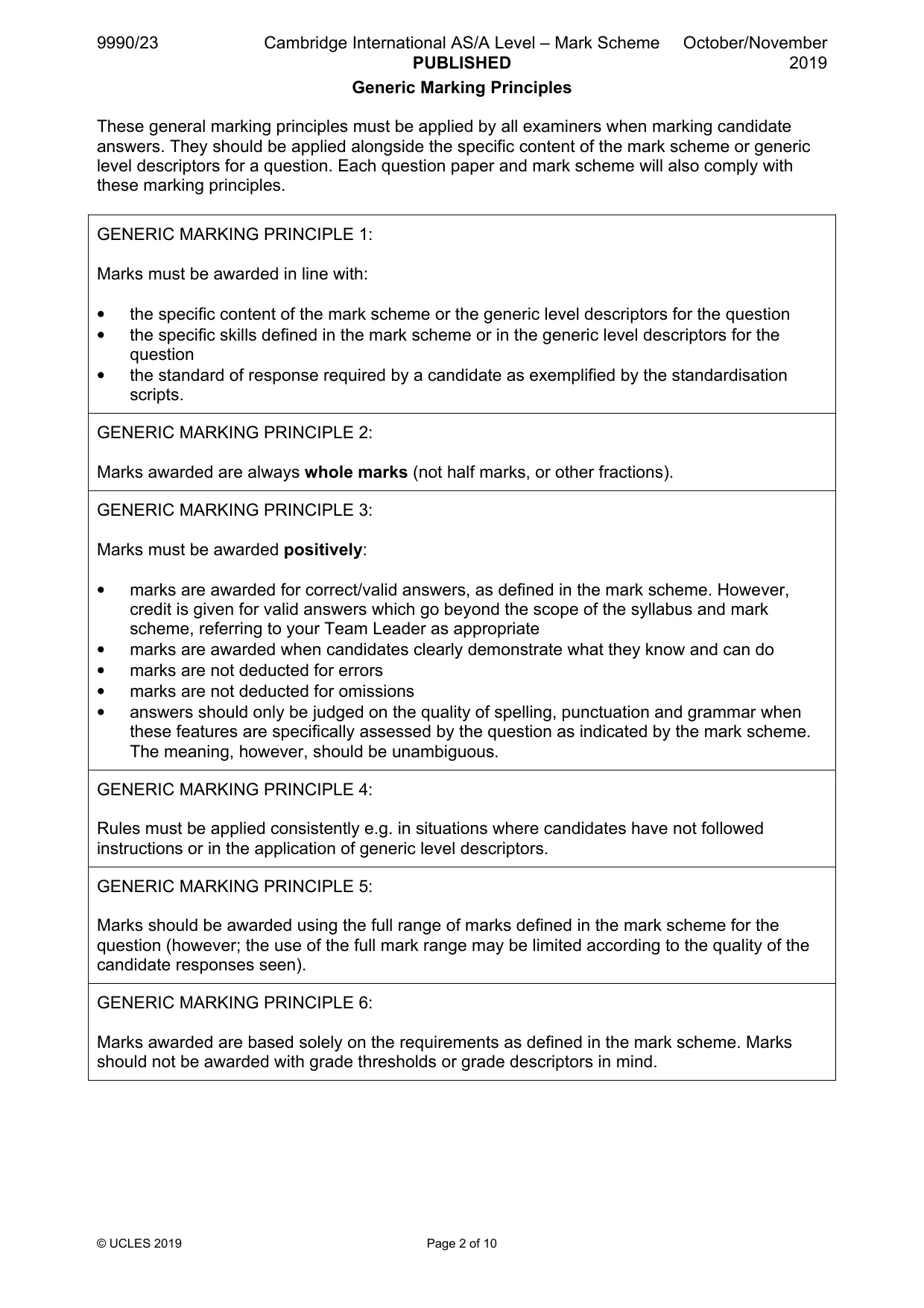 Mark scheme, page 2 of 10