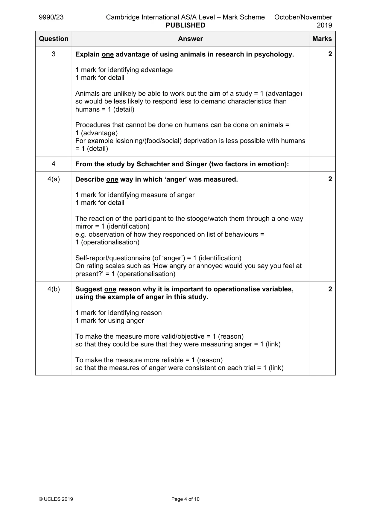Mark scheme, page 4 of 10