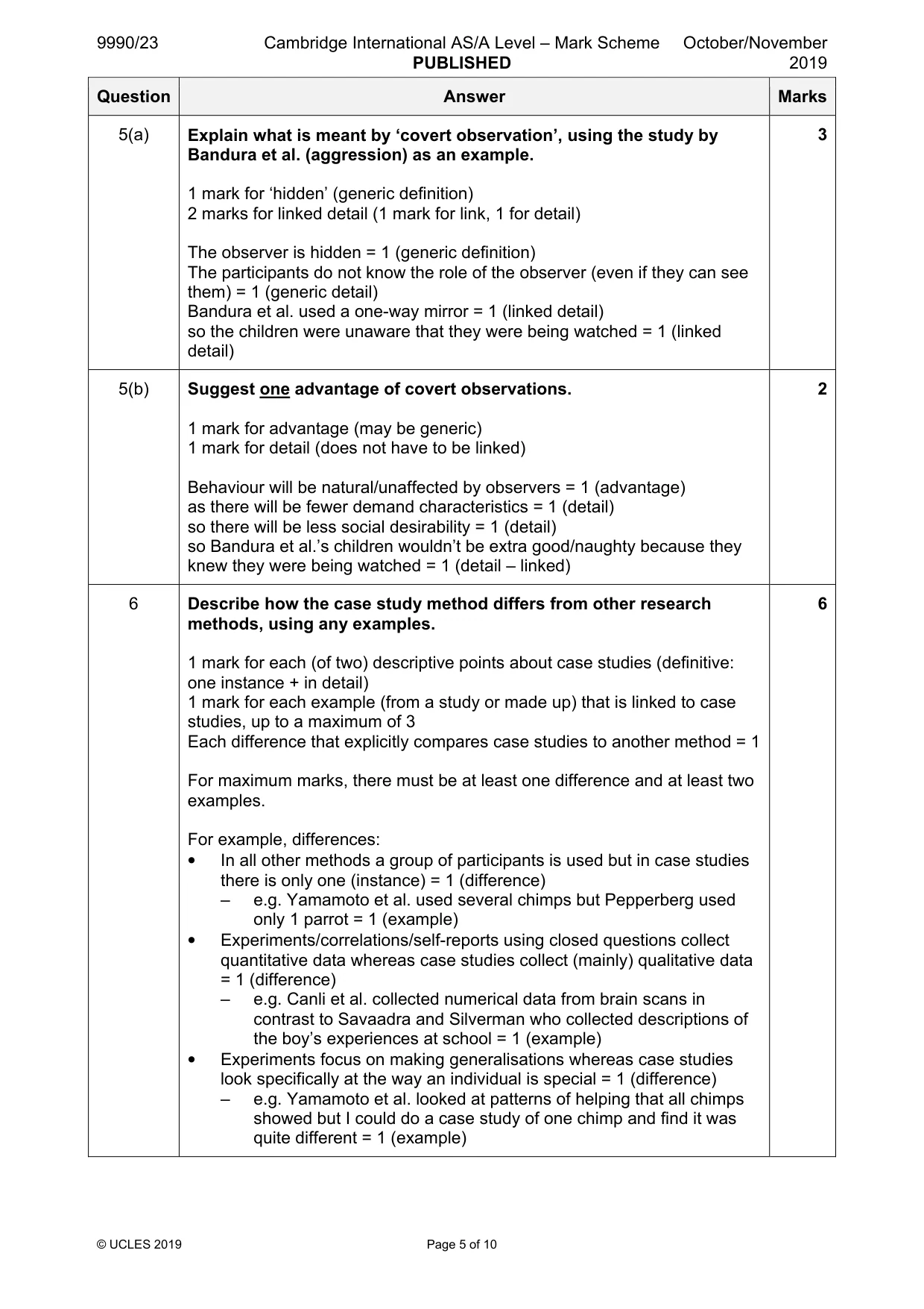 Mark scheme, page 5 of 10