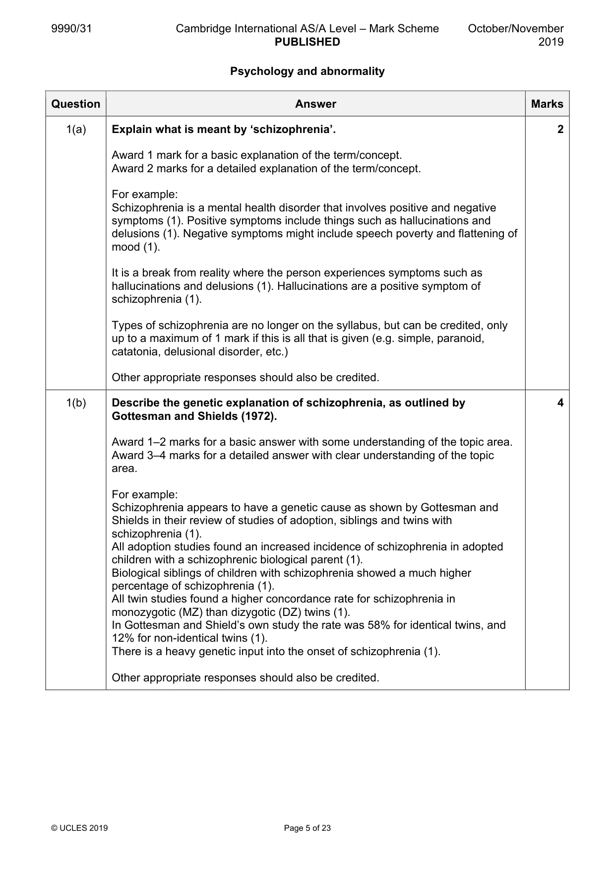 Mark scheme, page 5 of 23
