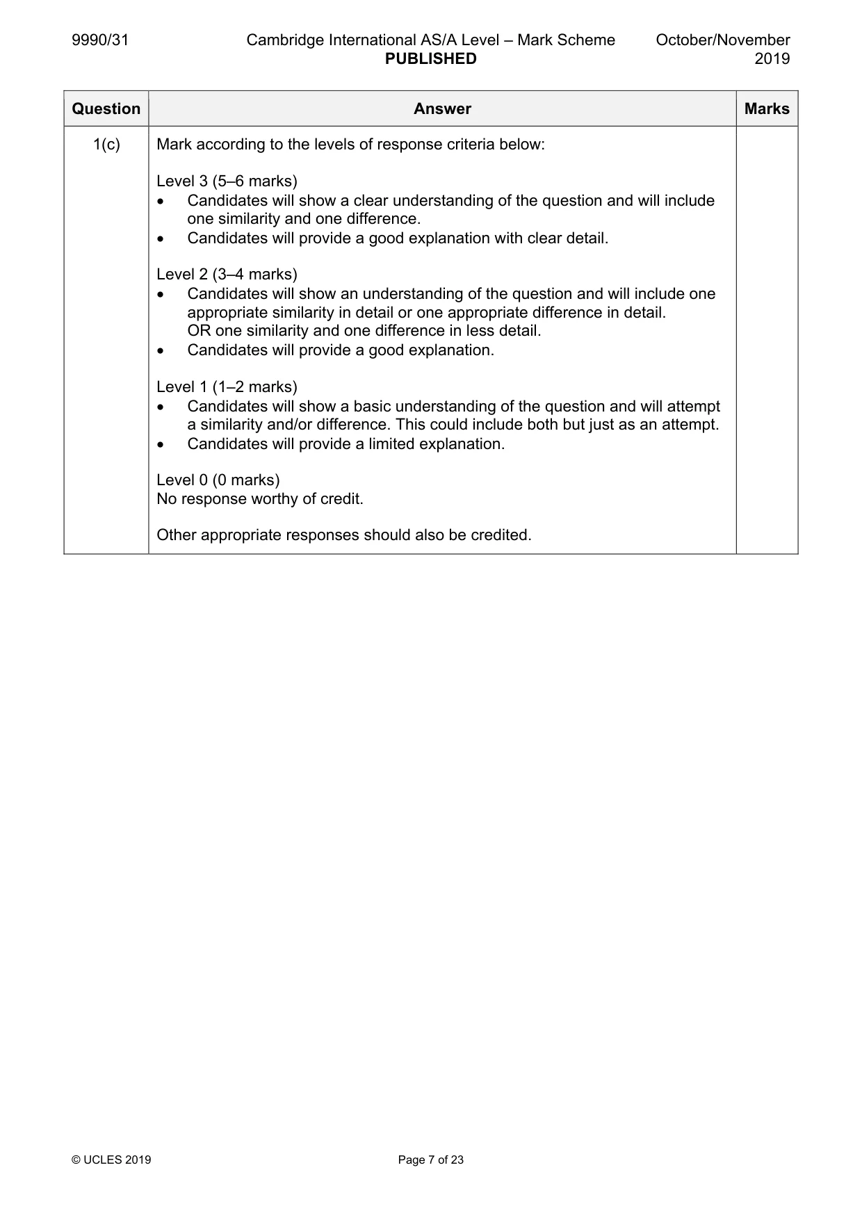 Mark scheme, page 7 of 23