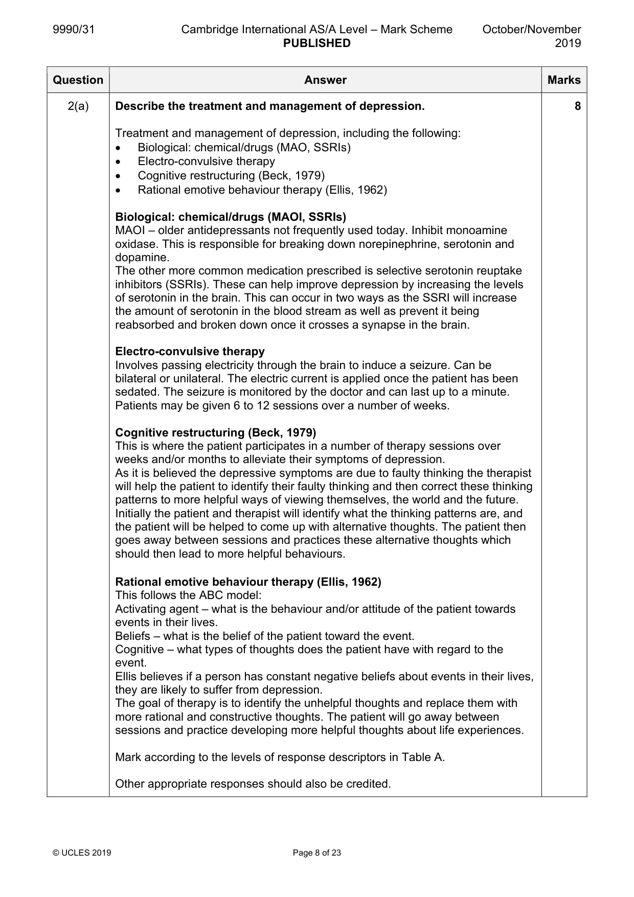 Mark scheme, page 8 of 23