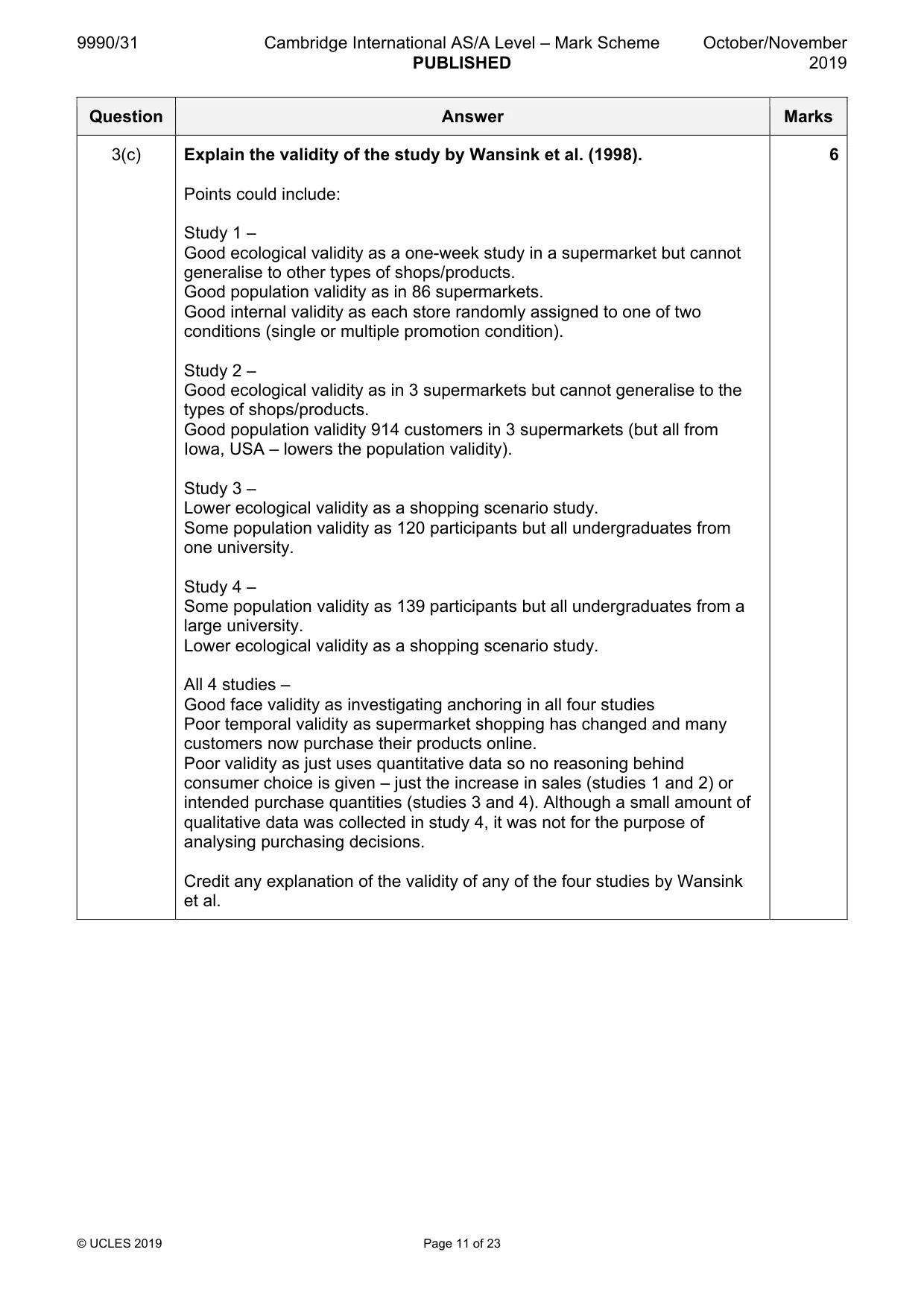 Mark scheme, page 11 of 23