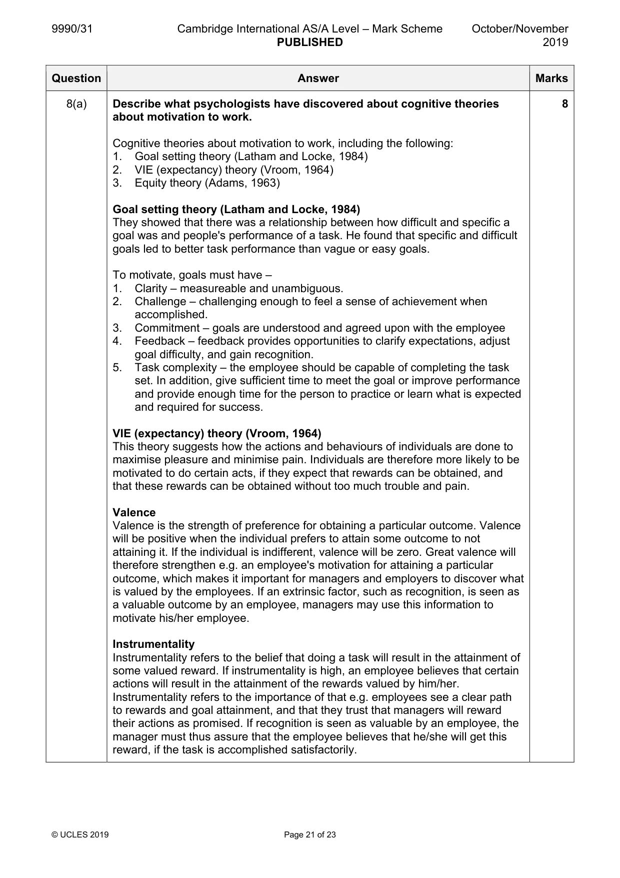 Mark scheme, page 21 of 23