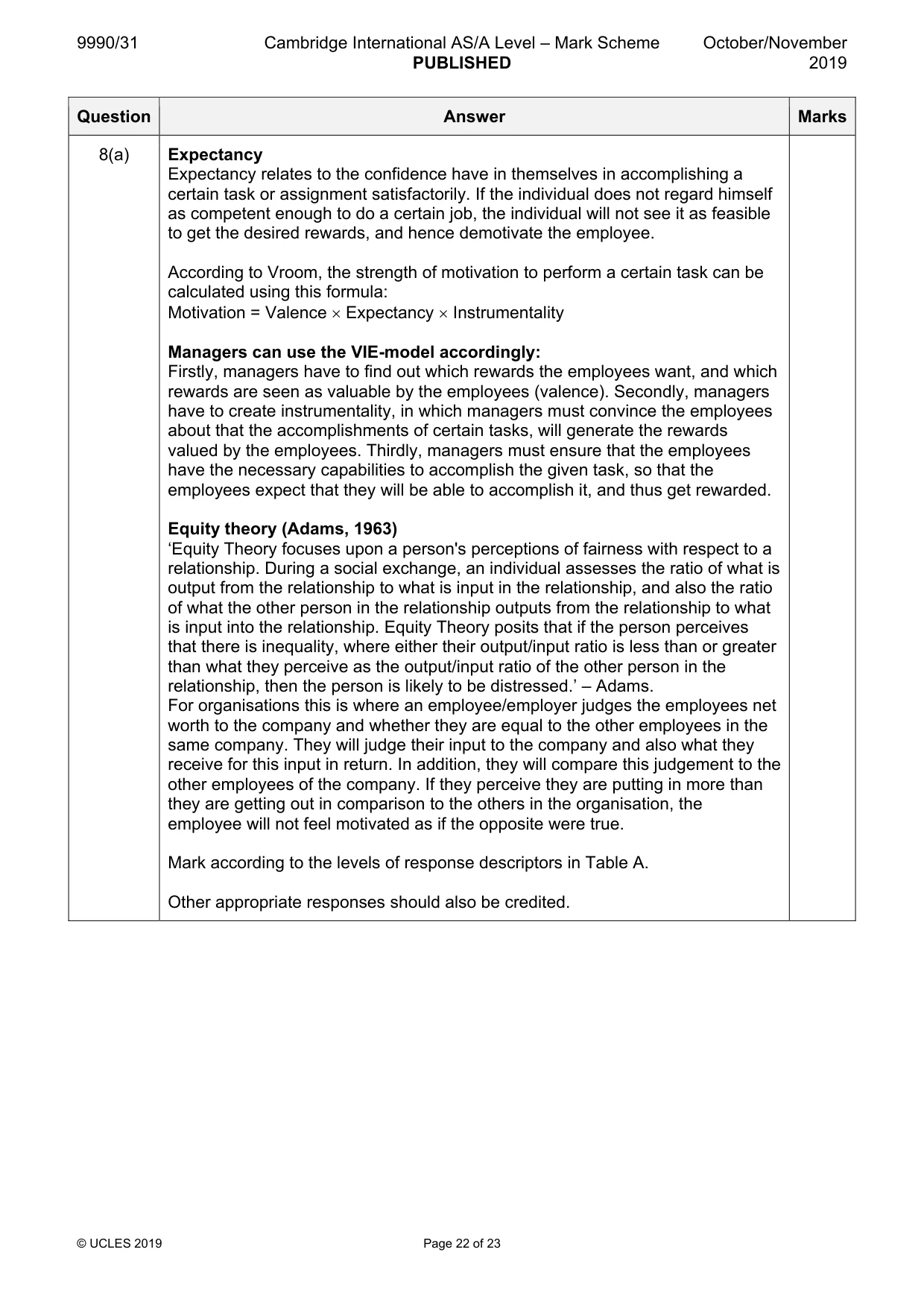 Mark scheme, page 22 of 23