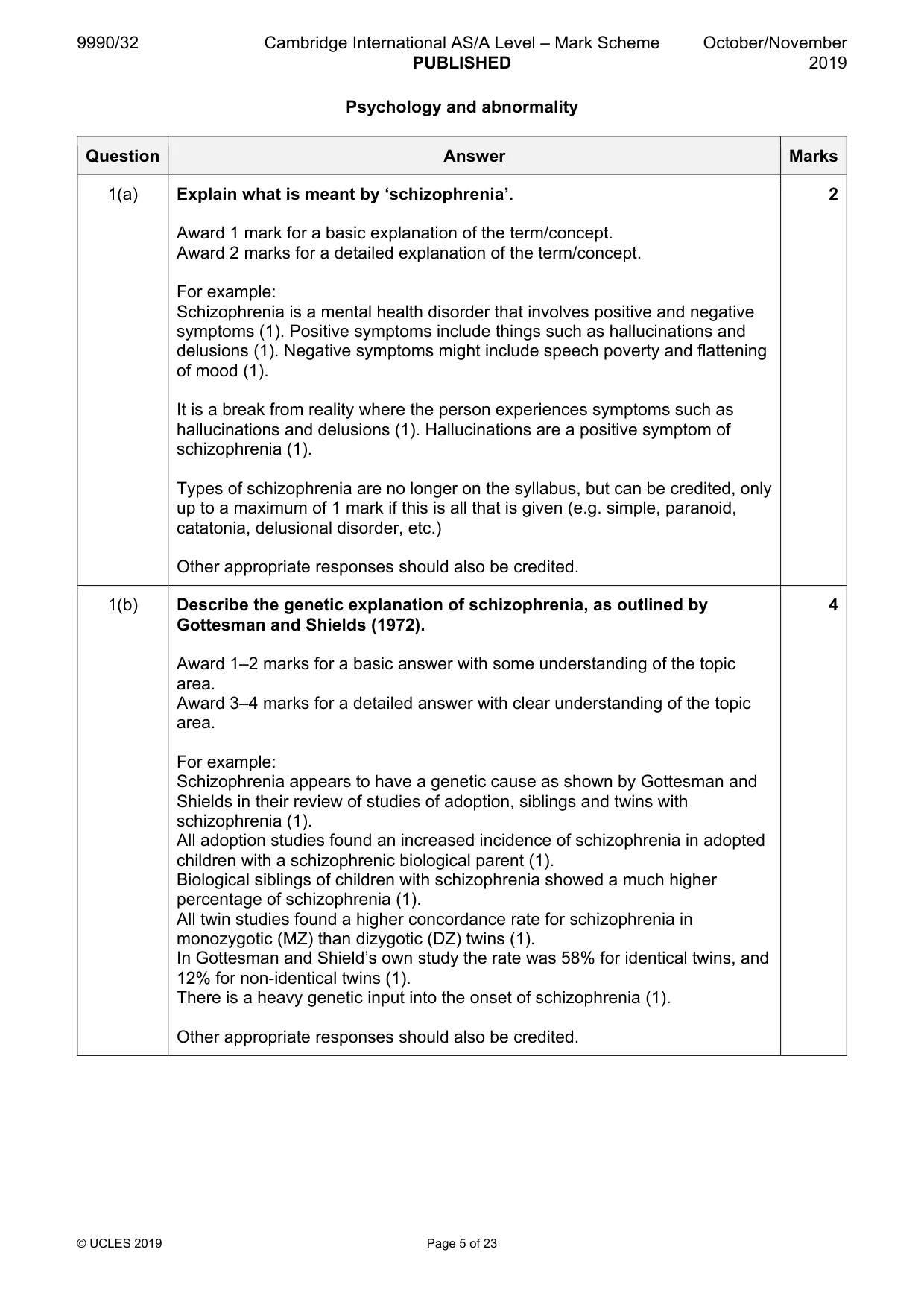 Mark scheme, page 5 of 23
