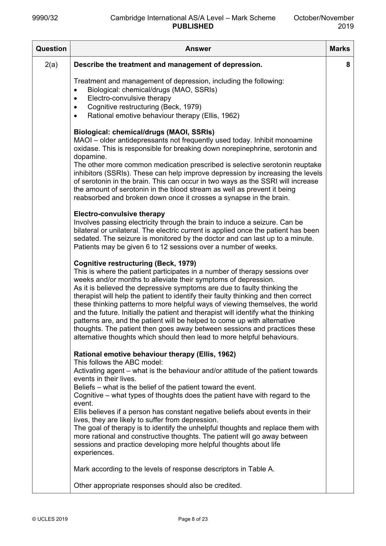 Mark scheme, page 8 of 23