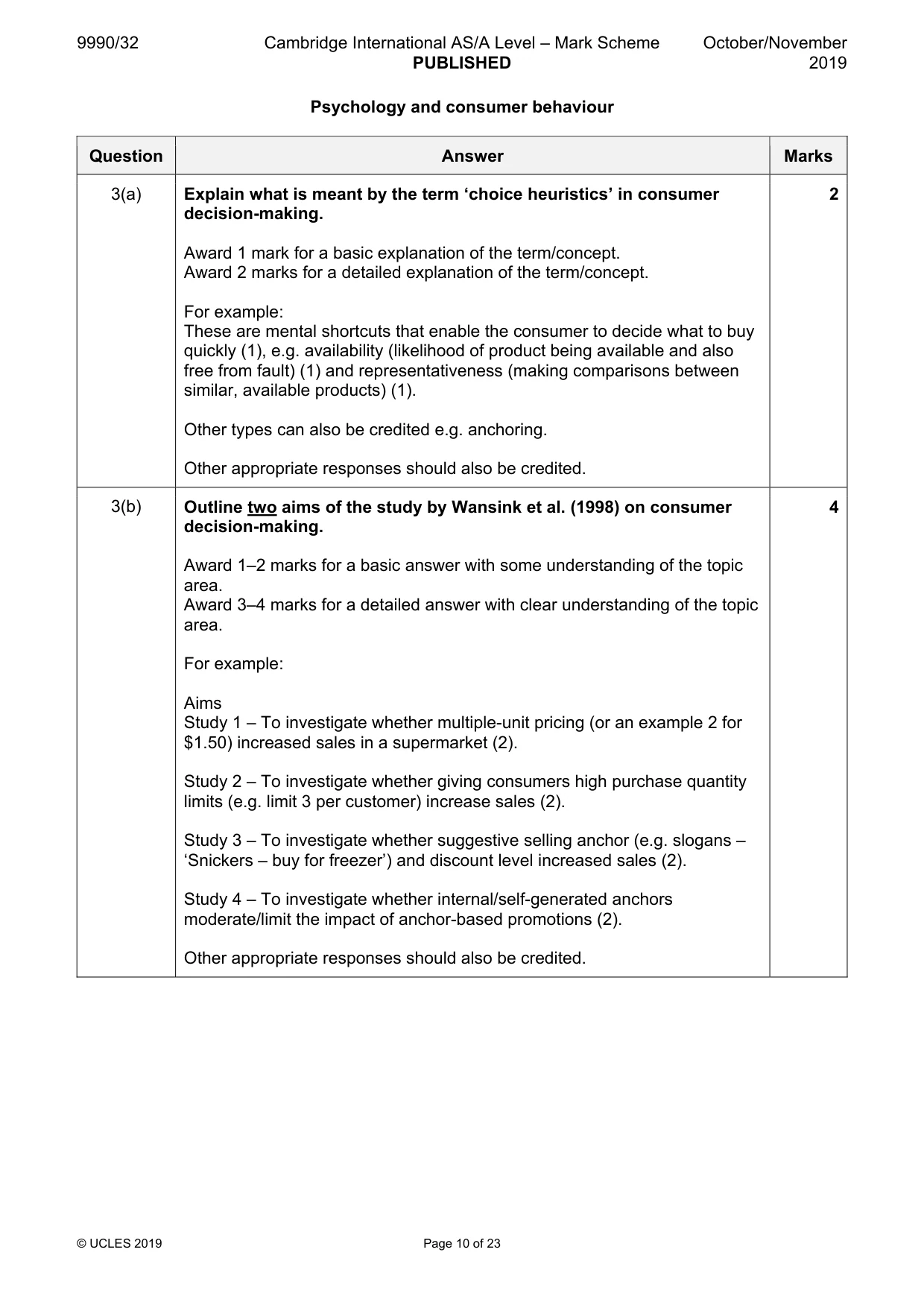 Mark scheme, page 10 of 23