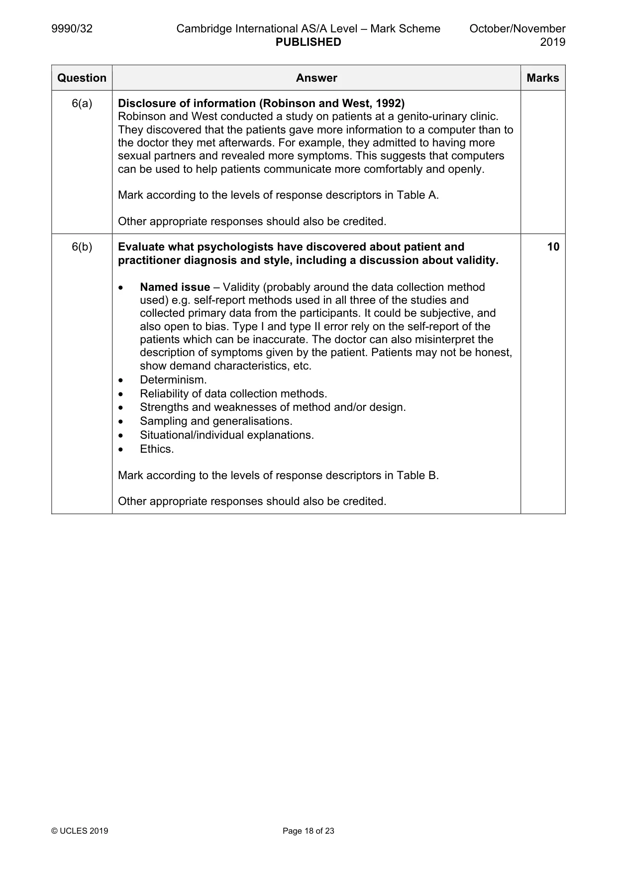 Mark scheme, page 18 of 23