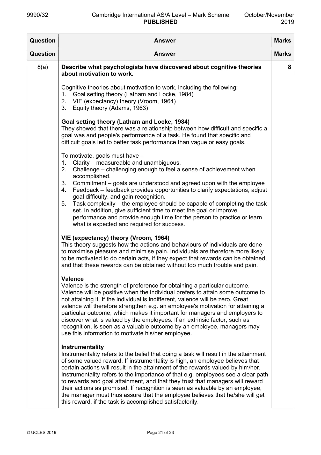 Mark scheme, page 21 of 23