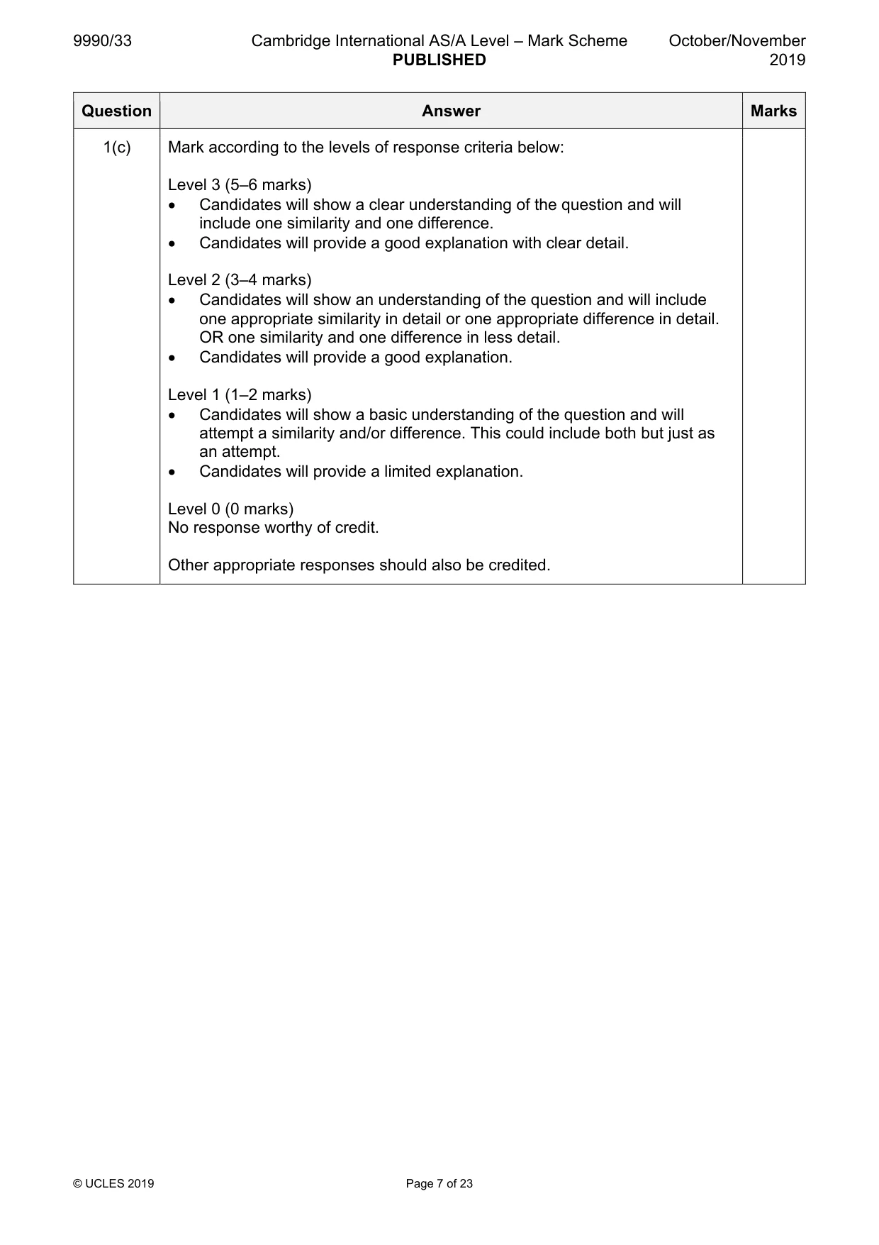 Mark scheme, page 7 of 23