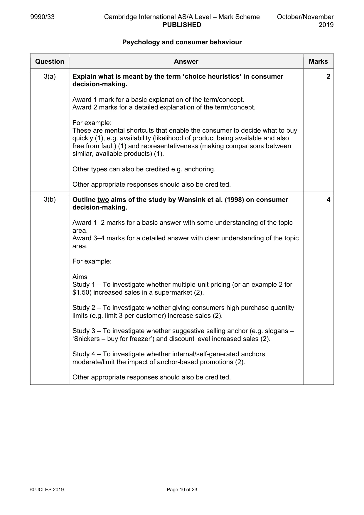 Mark scheme, page 10 of 23