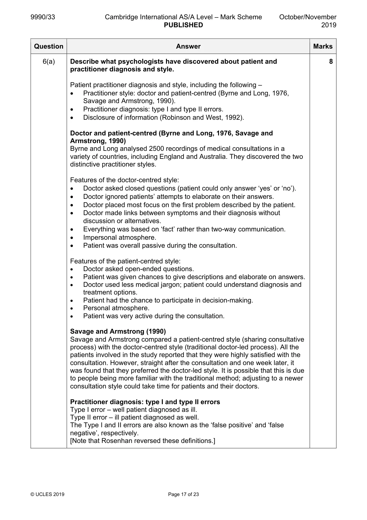 Mark scheme, page 17 of 23