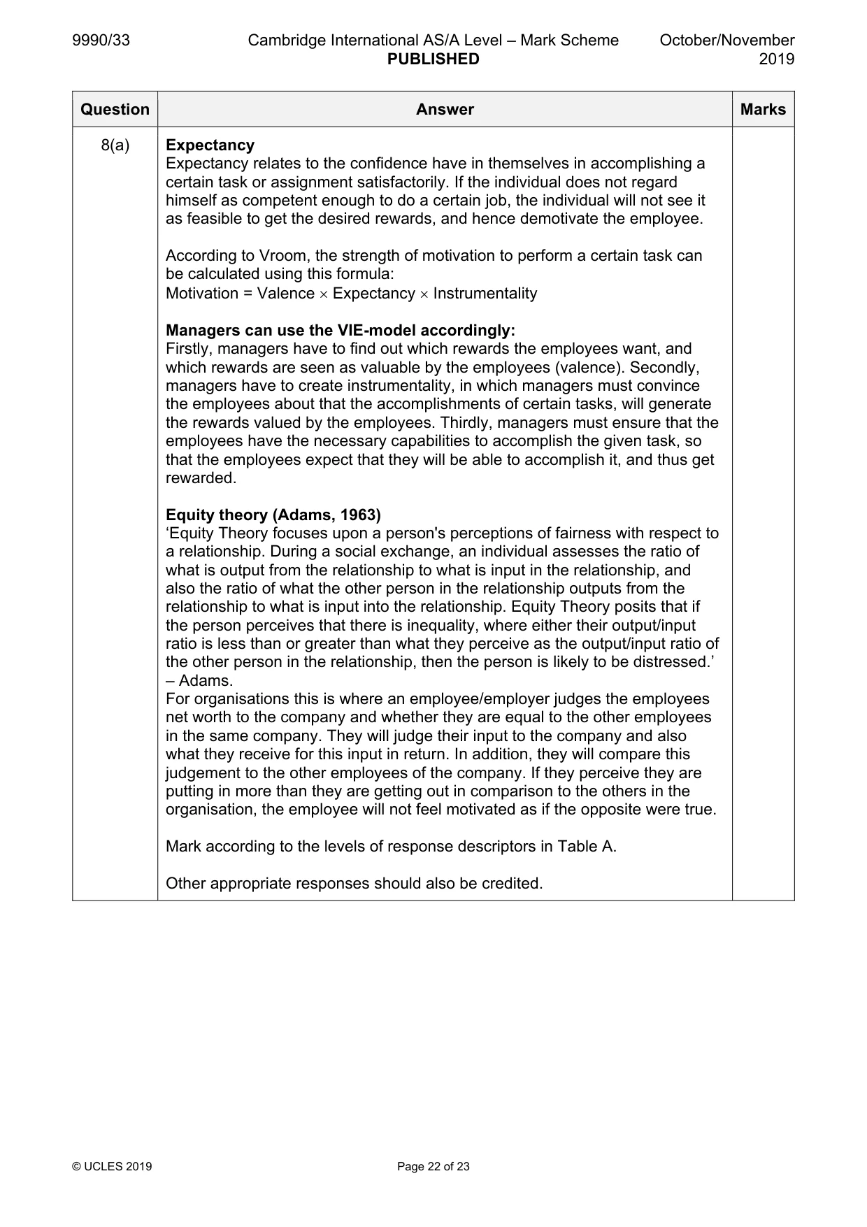 Mark scheme, page 22 of 23
