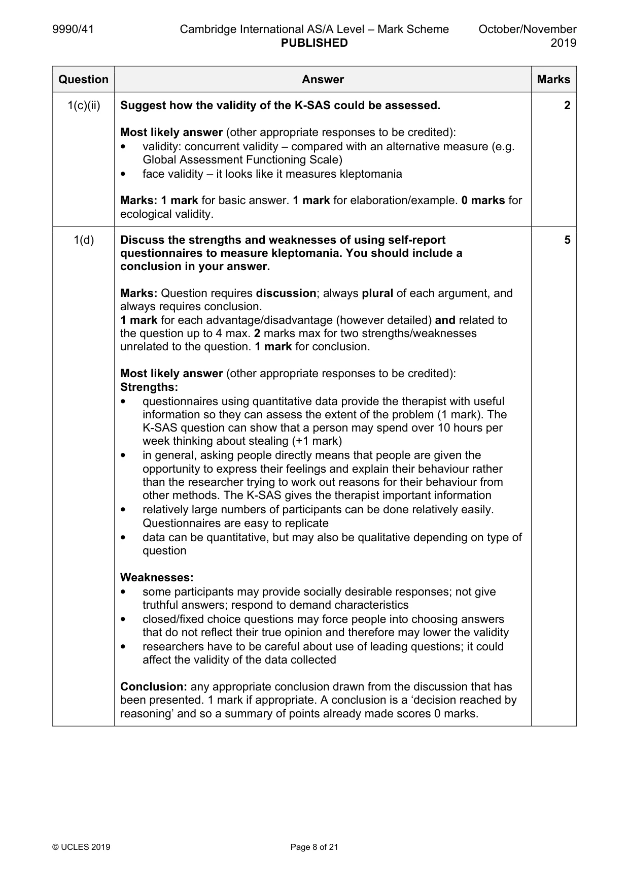 Mark scheme, page 8 of 21