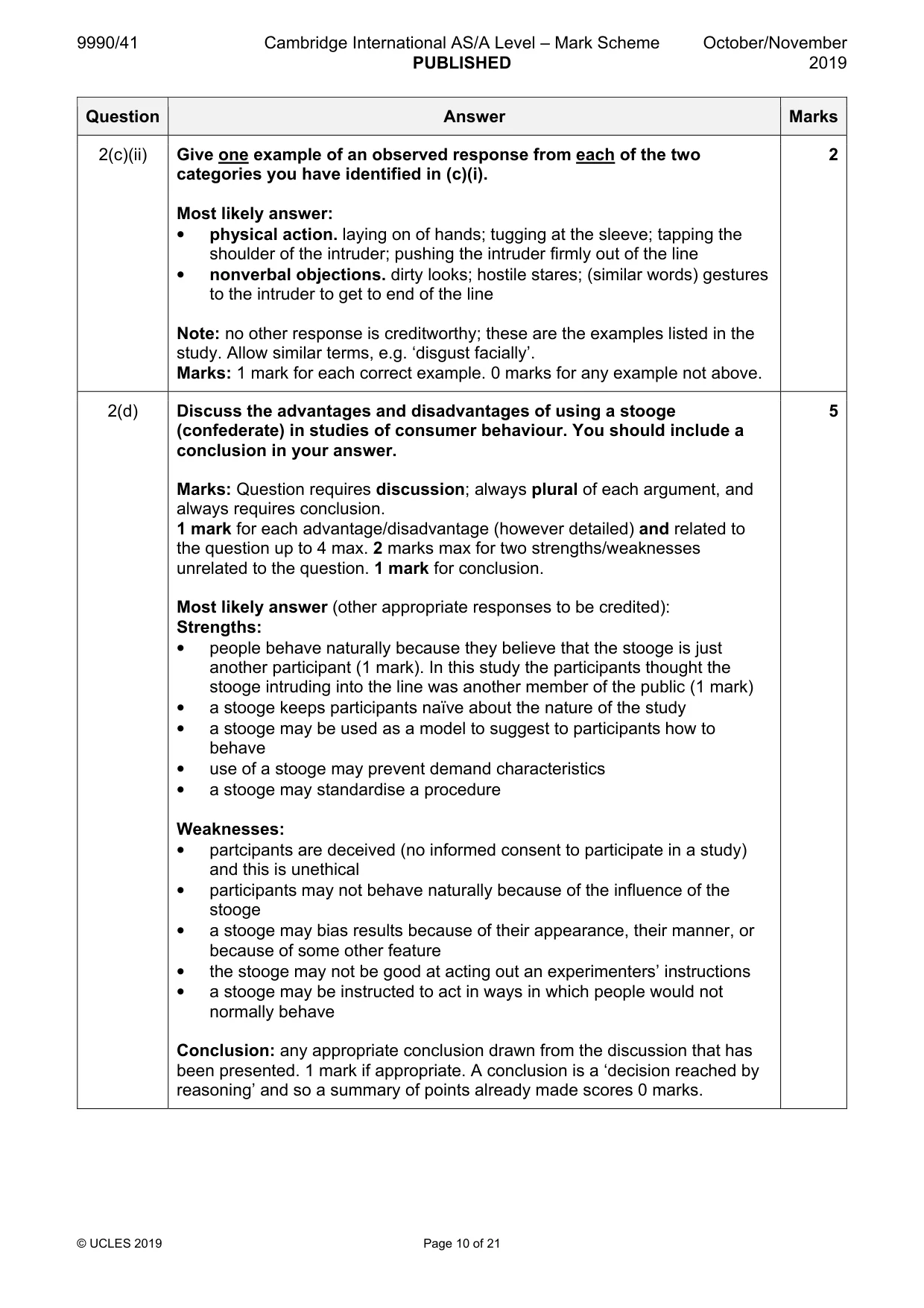 Mark scheme, page 10 of 21