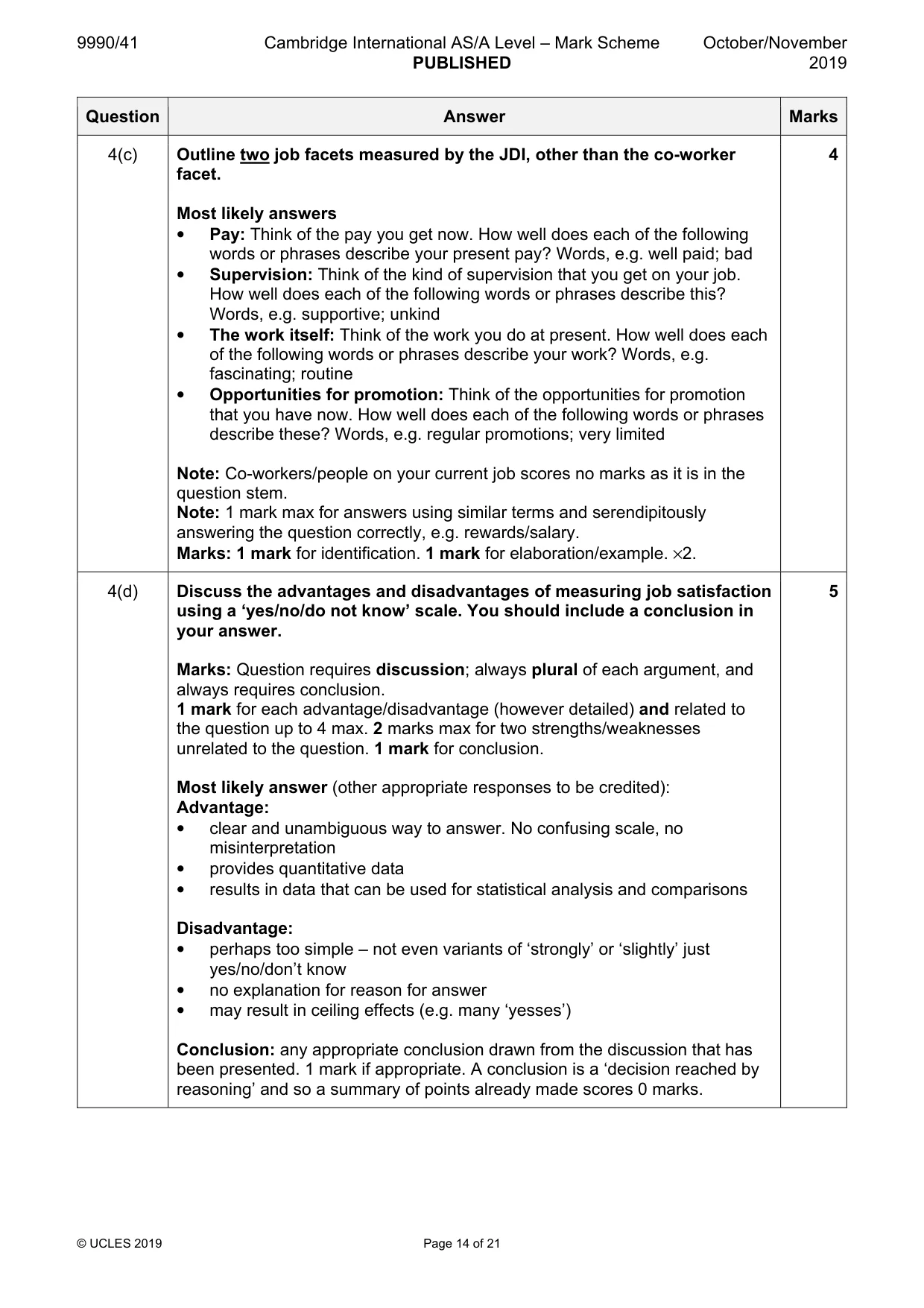 Mark scheme, page 14 of 21