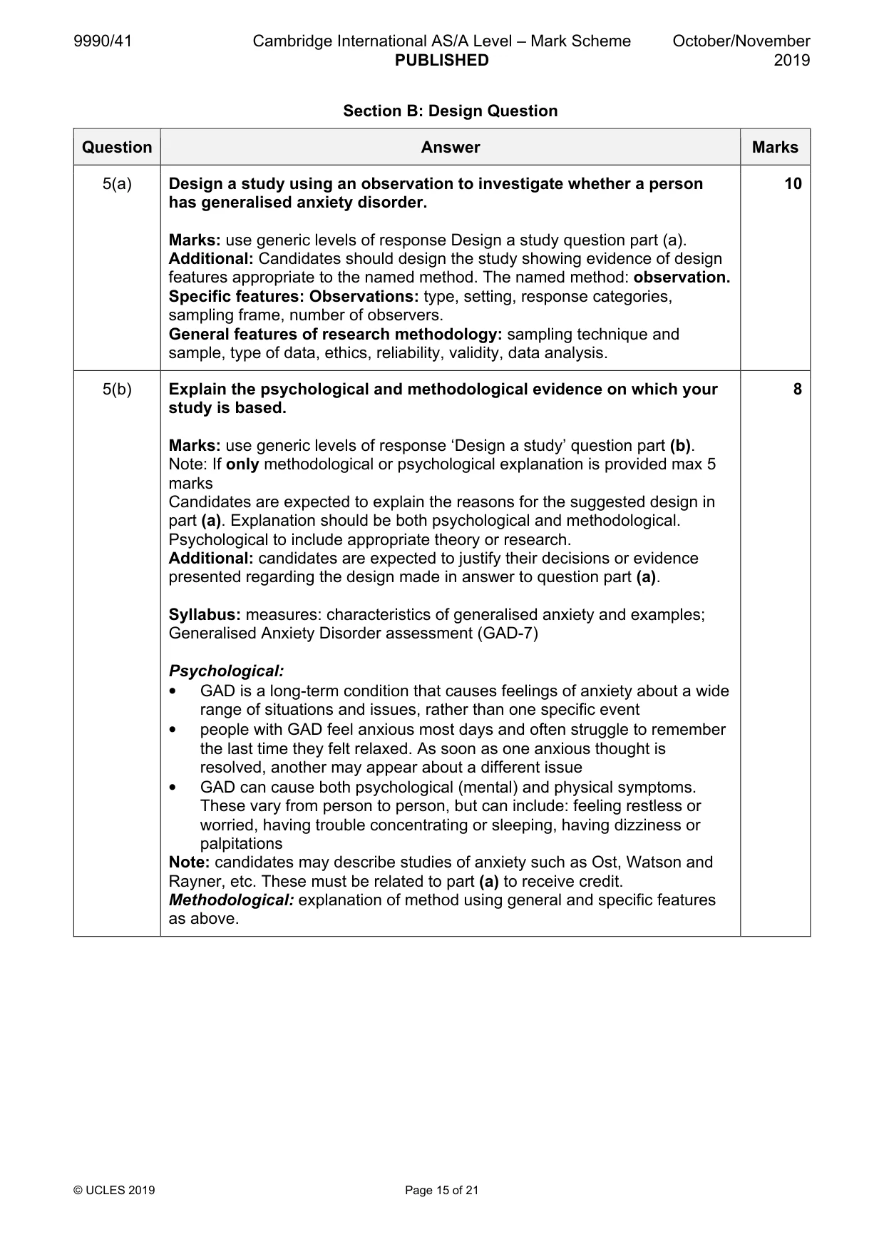 Mark scheme, page 15 of 21