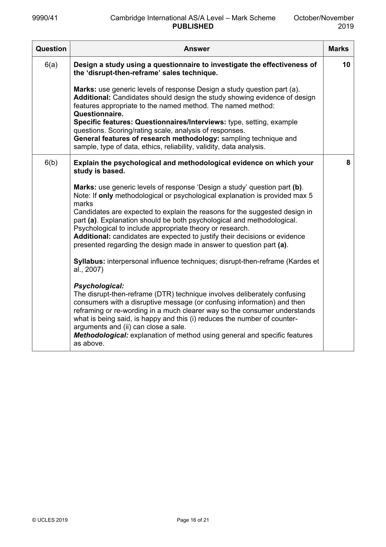 Mark scheme, page 16 of 21