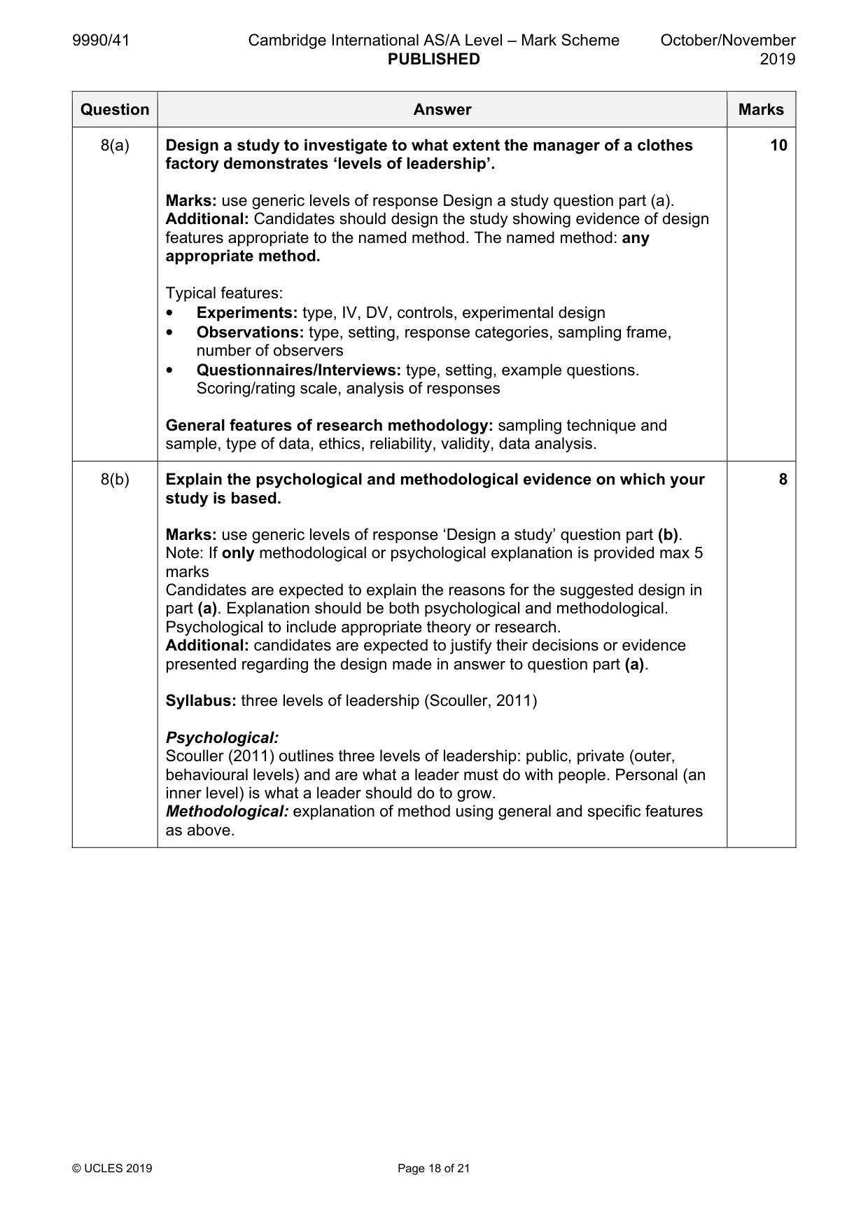 Mark scheme, page 18 of 21